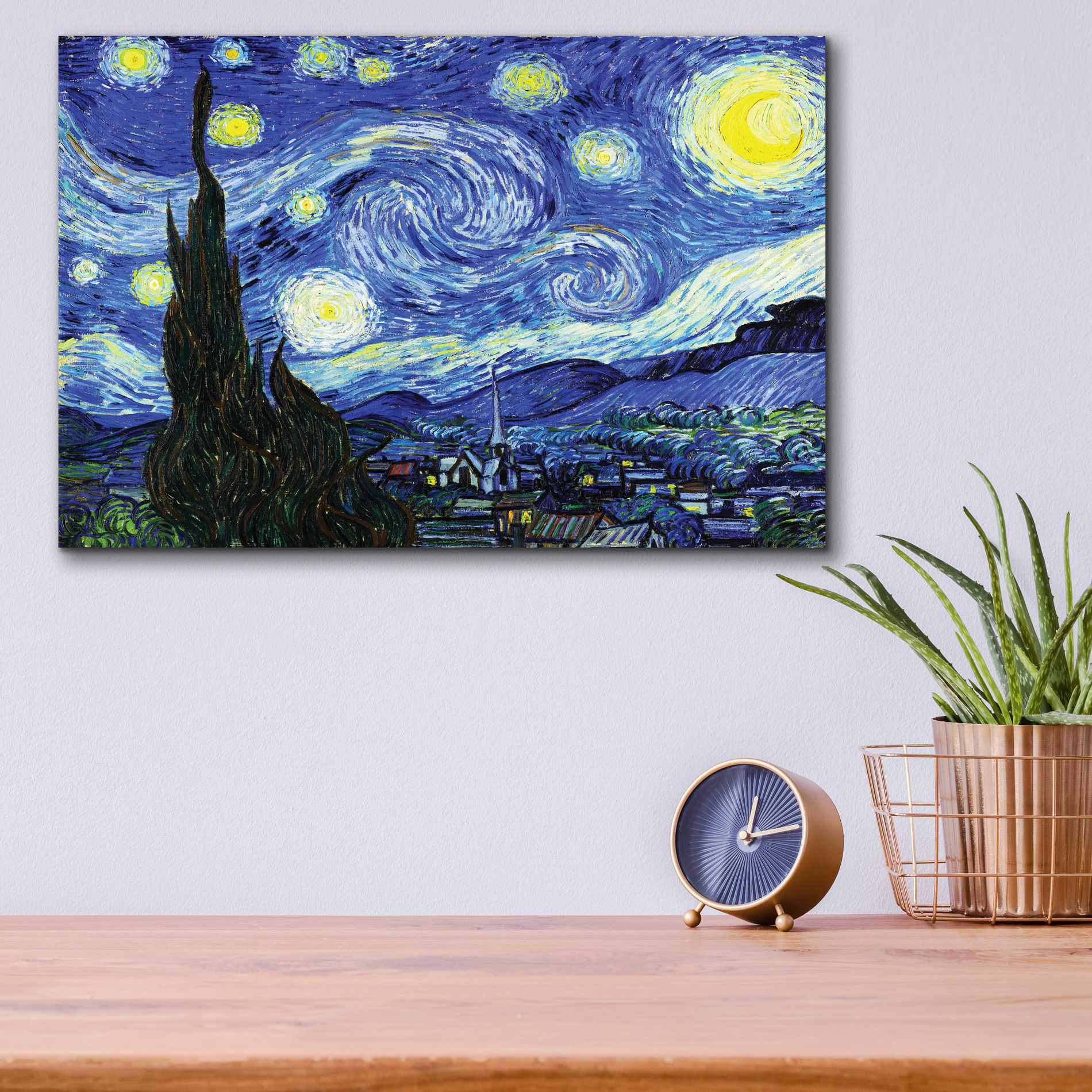 Epic Art 'The Starry Night' by Vincent van Gogh, Acrylic Glass Wall Art,16x12