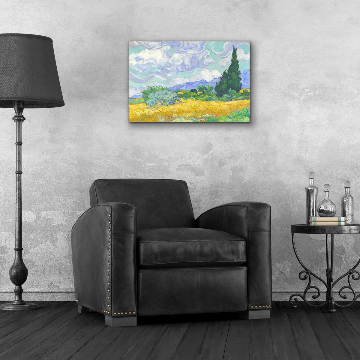 Epic Art 'Wheat Field with Cypresses' by Vincent van Gogh, Acrylic Glass Wall Art,24x16
