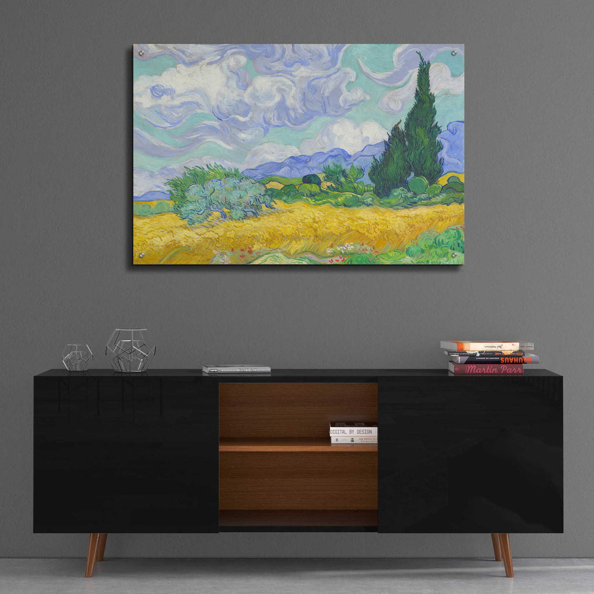 Epic Art 'Wheat Field with Cypresses' by Vincent van Gogh, Acrylic Glass Wall Art,36x24