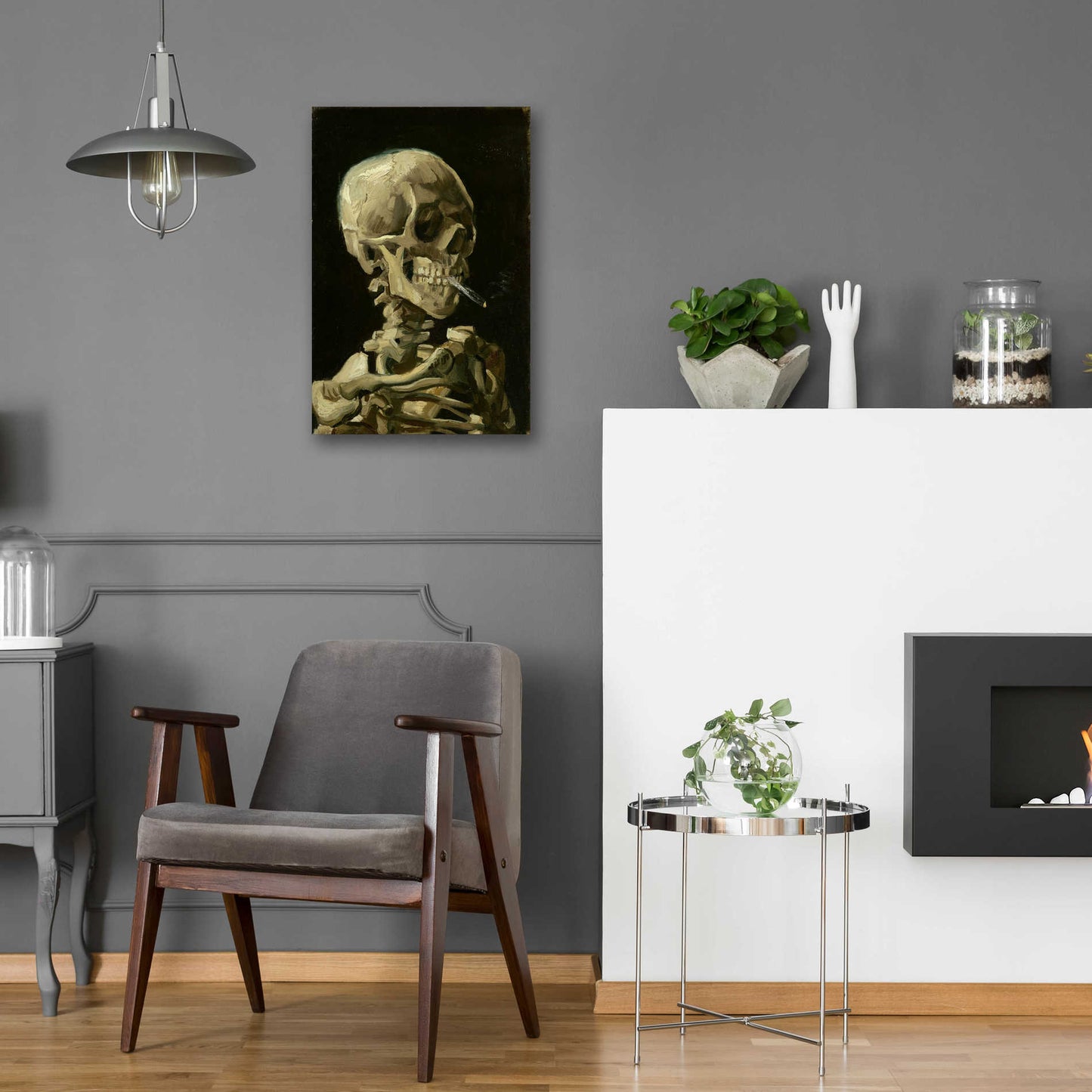 Epic Art 'Head of a Skeleton with a Burning Cigarette' by Vincent van Gogh, Acrylic Glass Wall Art,16x24