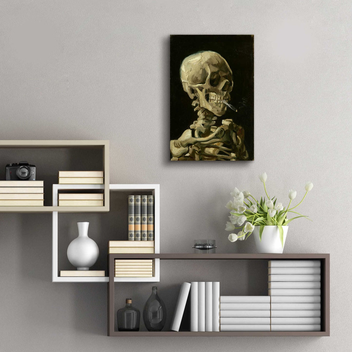 Epic Art 'Head of a Skeleton with a Burning Cigarette' by Vincent van Gogh, Acrylic Glass Wall Art,16x24