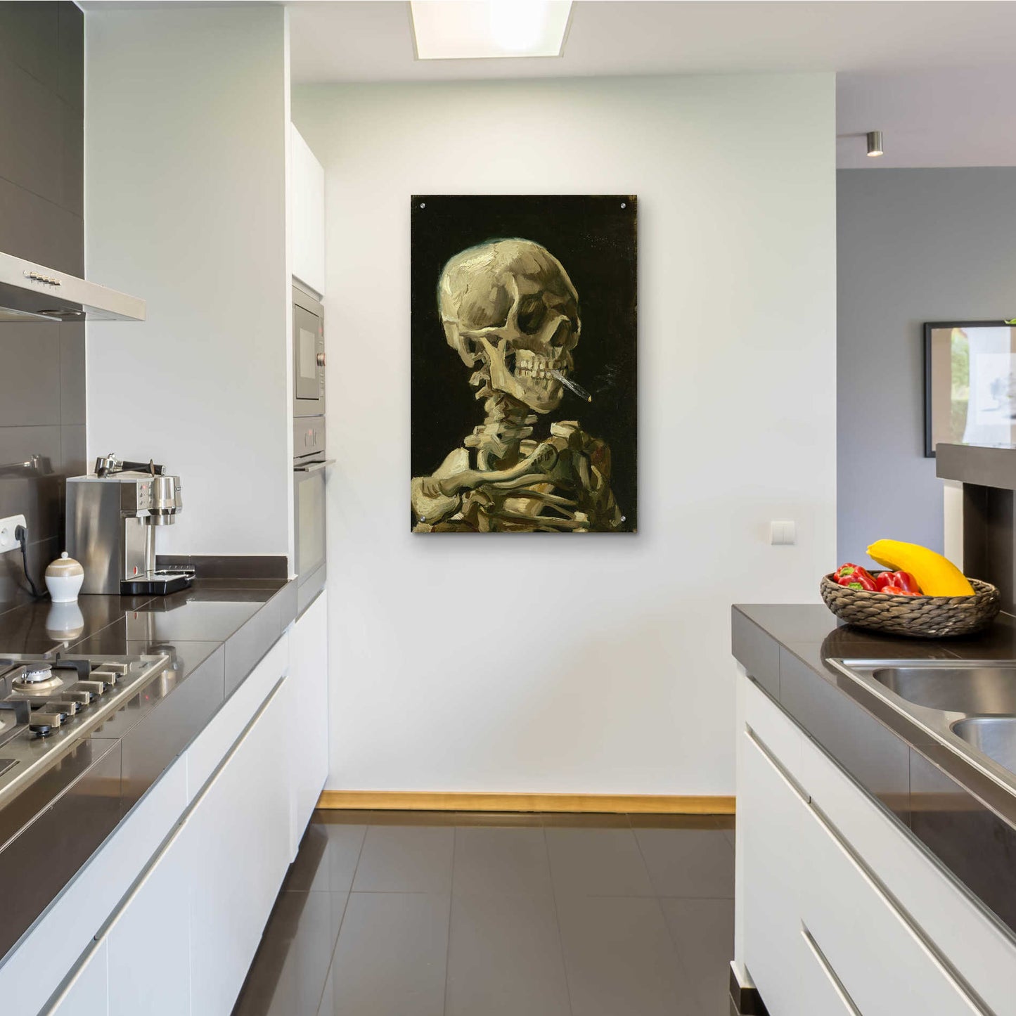 Epic Art 'Head of a Skeleton with a Burning Cigarette' by Vincent van Gogh, Acrylic Glass Wall Art,24x36