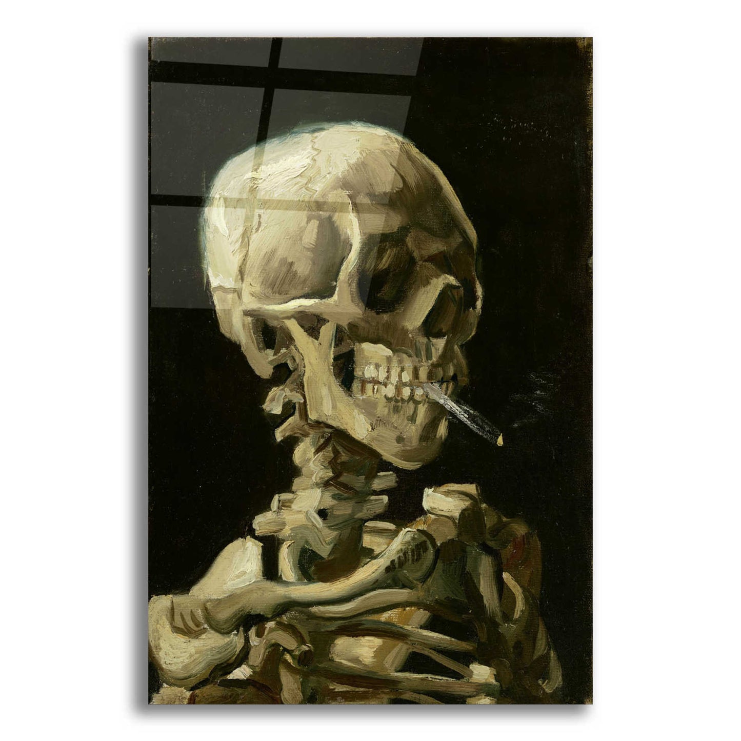 Epic Art 'Head of a Skeleton with a Burning Cigarette' by Vincent van Gogh, Acrylic Glass Wall Art,12x16x1.1x0,18x26x1.1x0,26x34x1.74x0,40x54x1.74x0