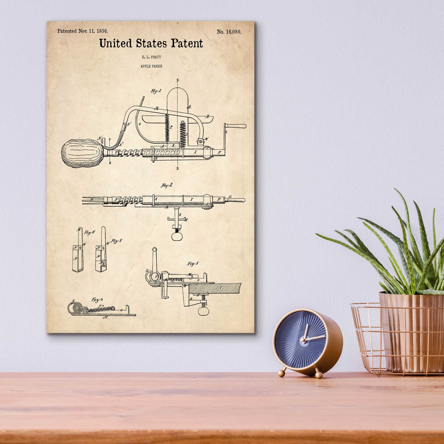 Epic Art 'Apple Parer Blueprint Patent Parchment,' Acrylic Glass Wall Art,12x16