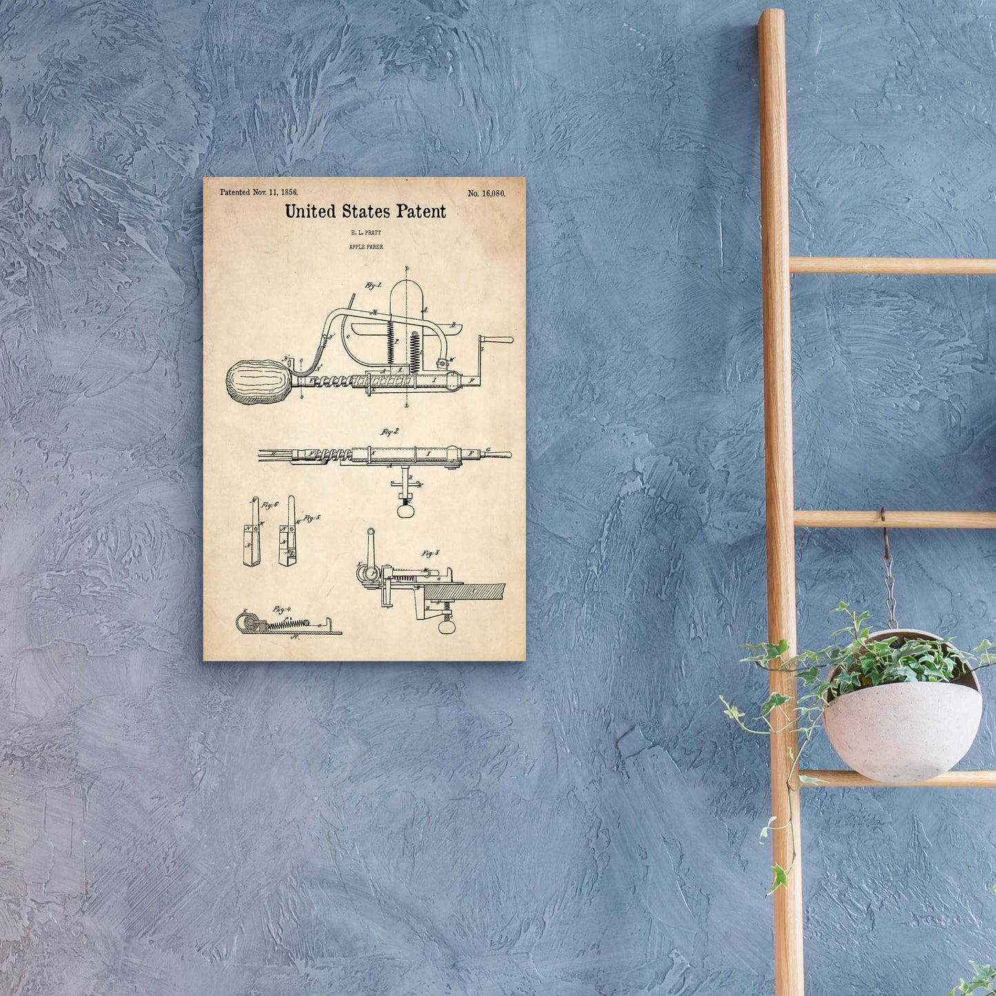 Epic Art 'Apple Parer Blueprint Patent Parchment,' Acrylic Glass Wall Art,16x24