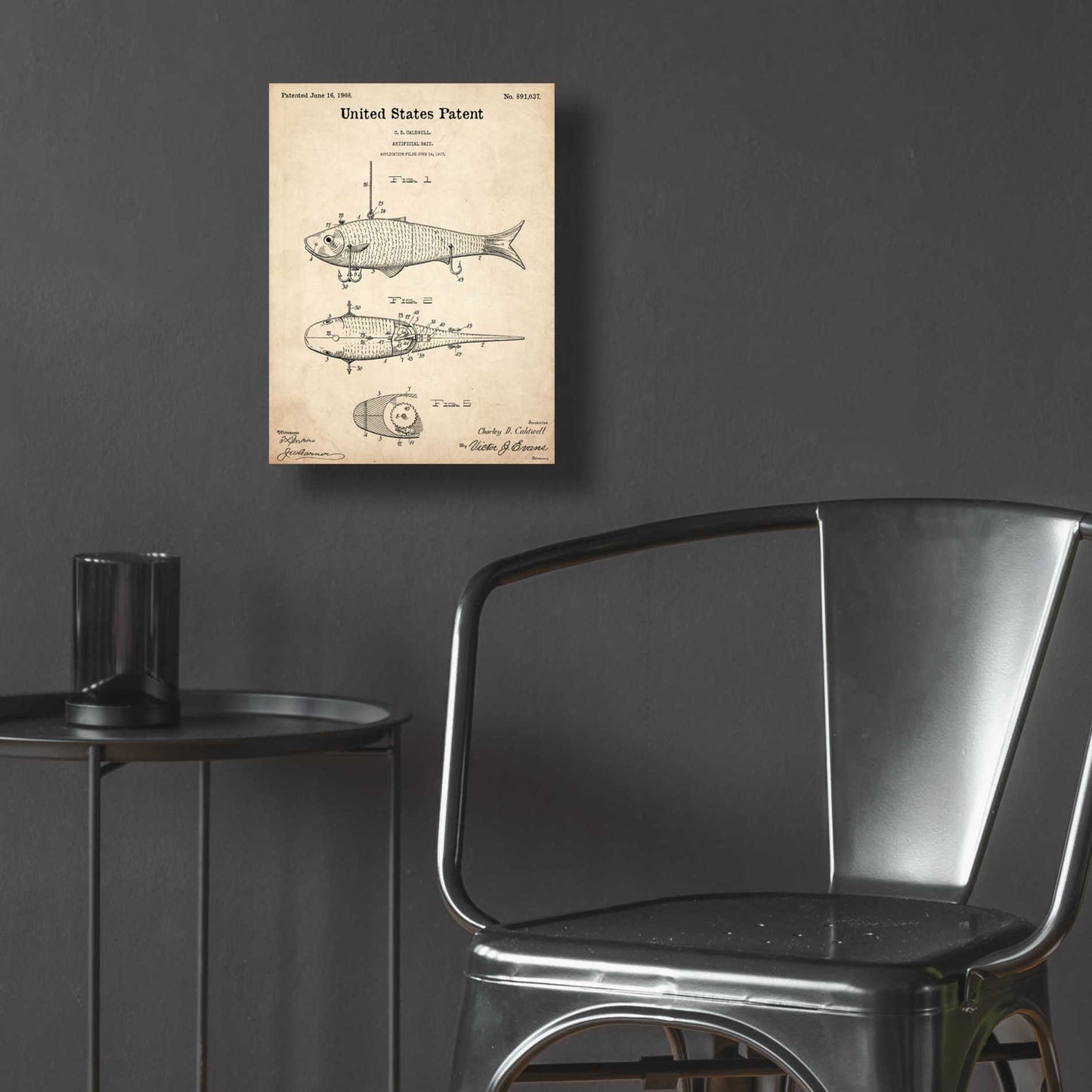 Epic Art 'Fish Bait Blueprint Patent Parchment,' Acrylic Glass Wall Art,12x16