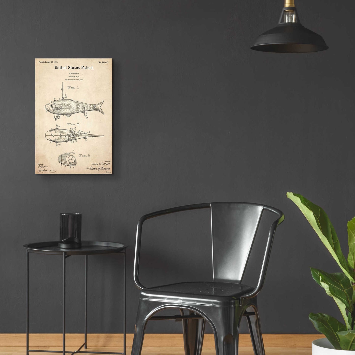 Epic Art 'Fish Bait Blueprint Patent Parchment,' Acrylic Glass Wall Art,16x24