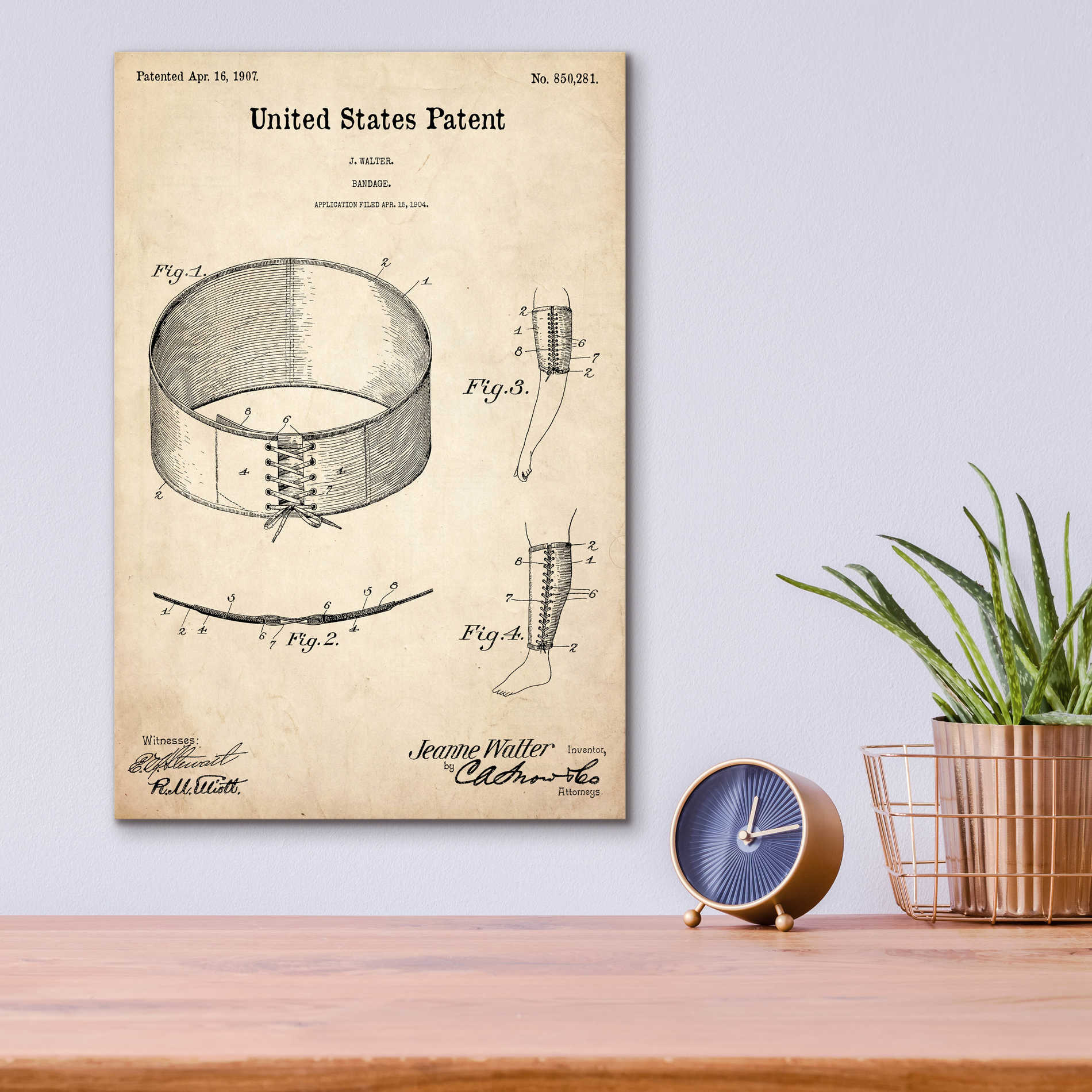 Epic Art 'Bandage Blueprint Patent Parchment,' Acrylic Glass Wall Art,12x16