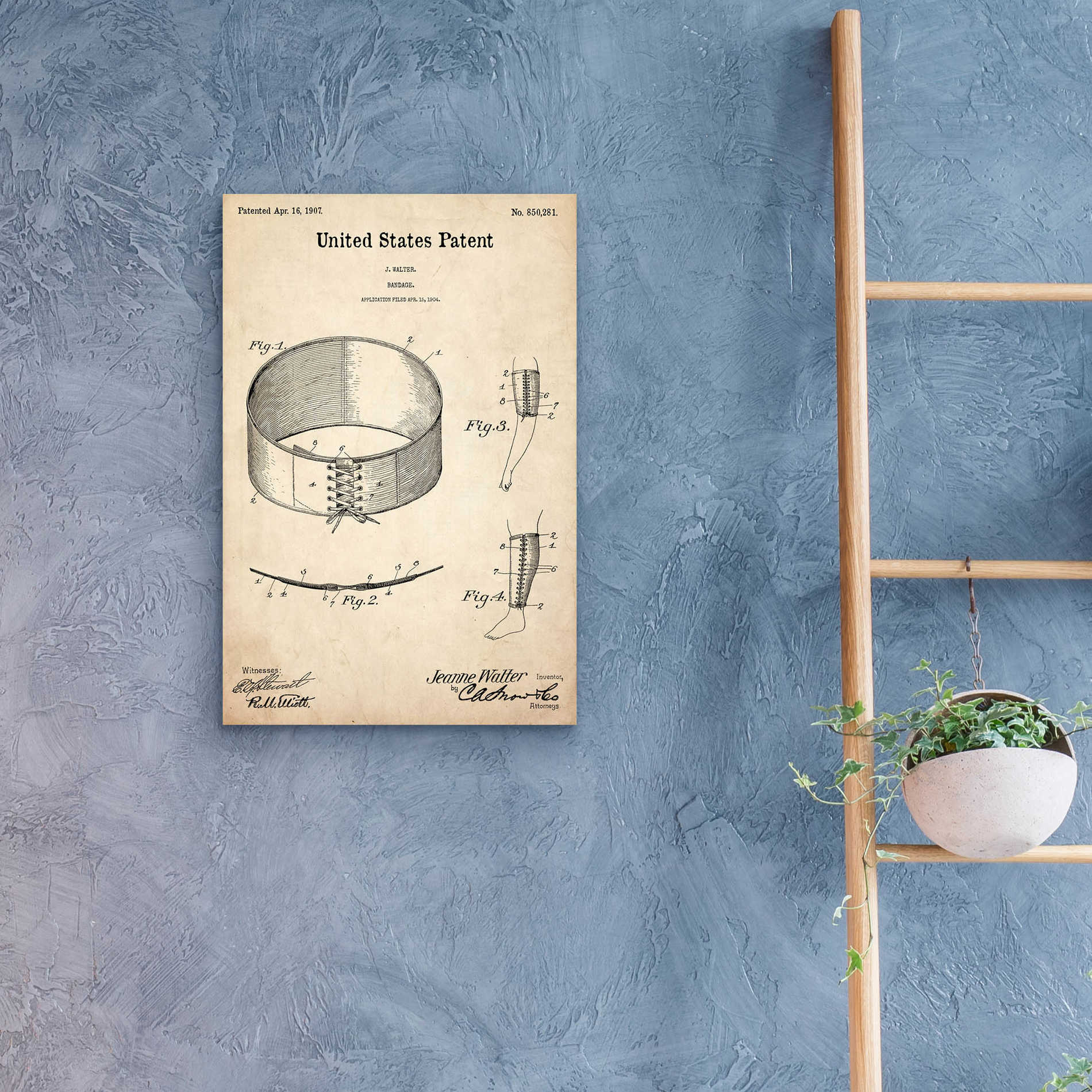 Epic Art 'Bandage Blueprint Patent Parchment,' Acrylic Glass Wall Art,16x24