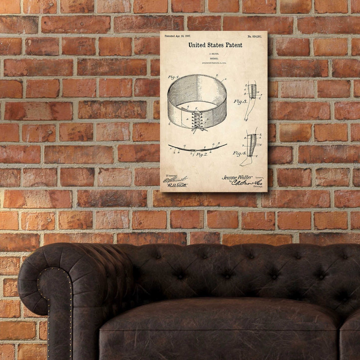 Epic Art 'Bandage Blueprint Patent Parchment,' Acrylic Glass Wall Art,16x24