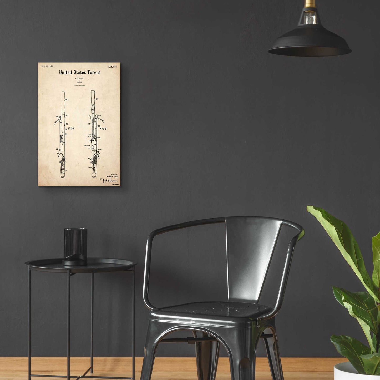 Epic Art 'Bassoon Blueprint Patent Parchment,' Acrylic Glass Wall Art,16x24