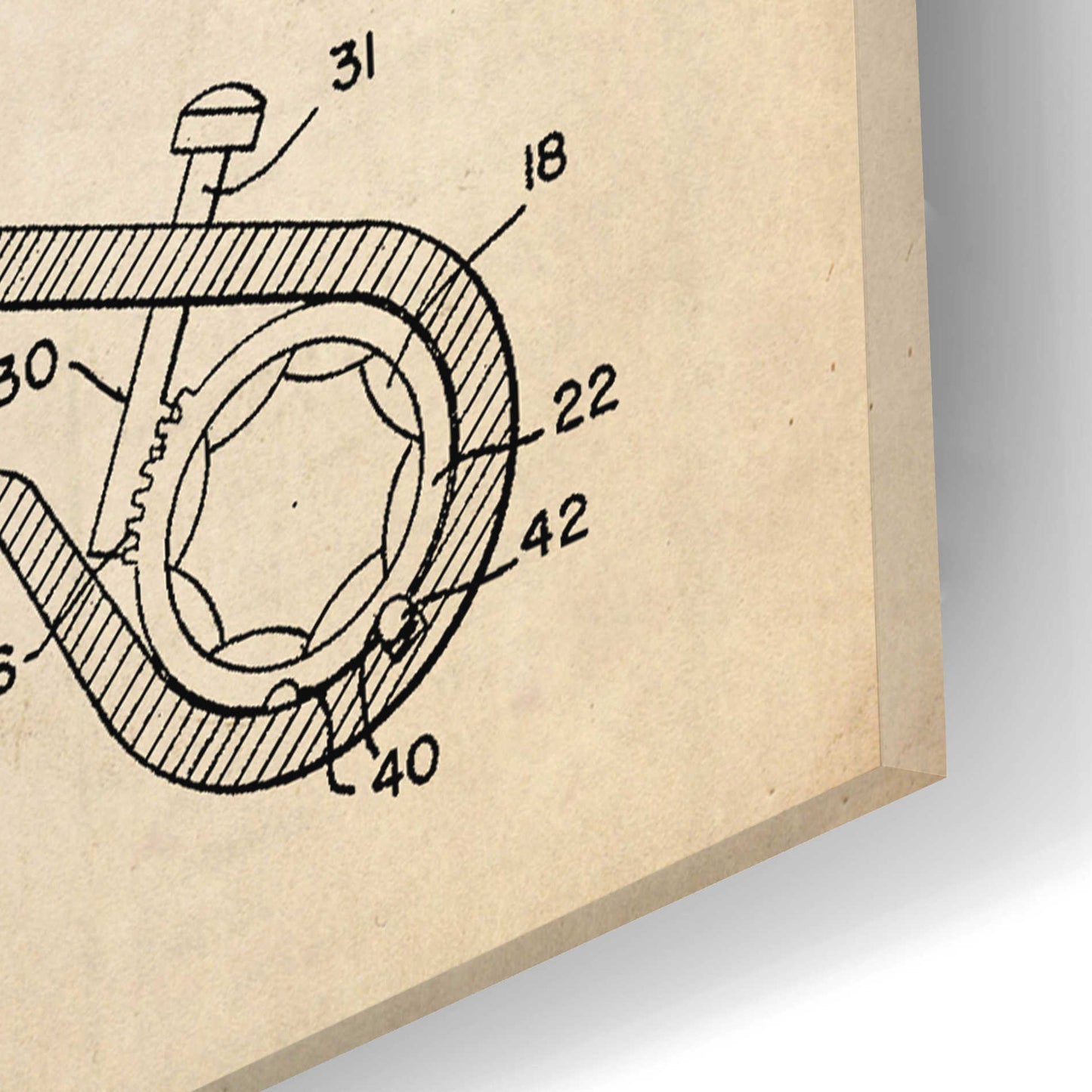 Epic Art 'Binoculars Blueprint Patent Parchment,' Acrylic Glass Wall Art,12x16