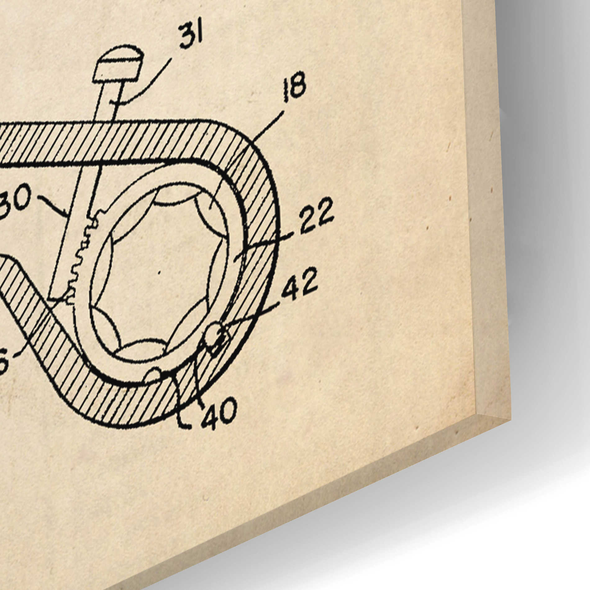 Epic Art 'Binoculars Blueprint Patent Parchment,' Acrylic Glass Wall Art,12x16