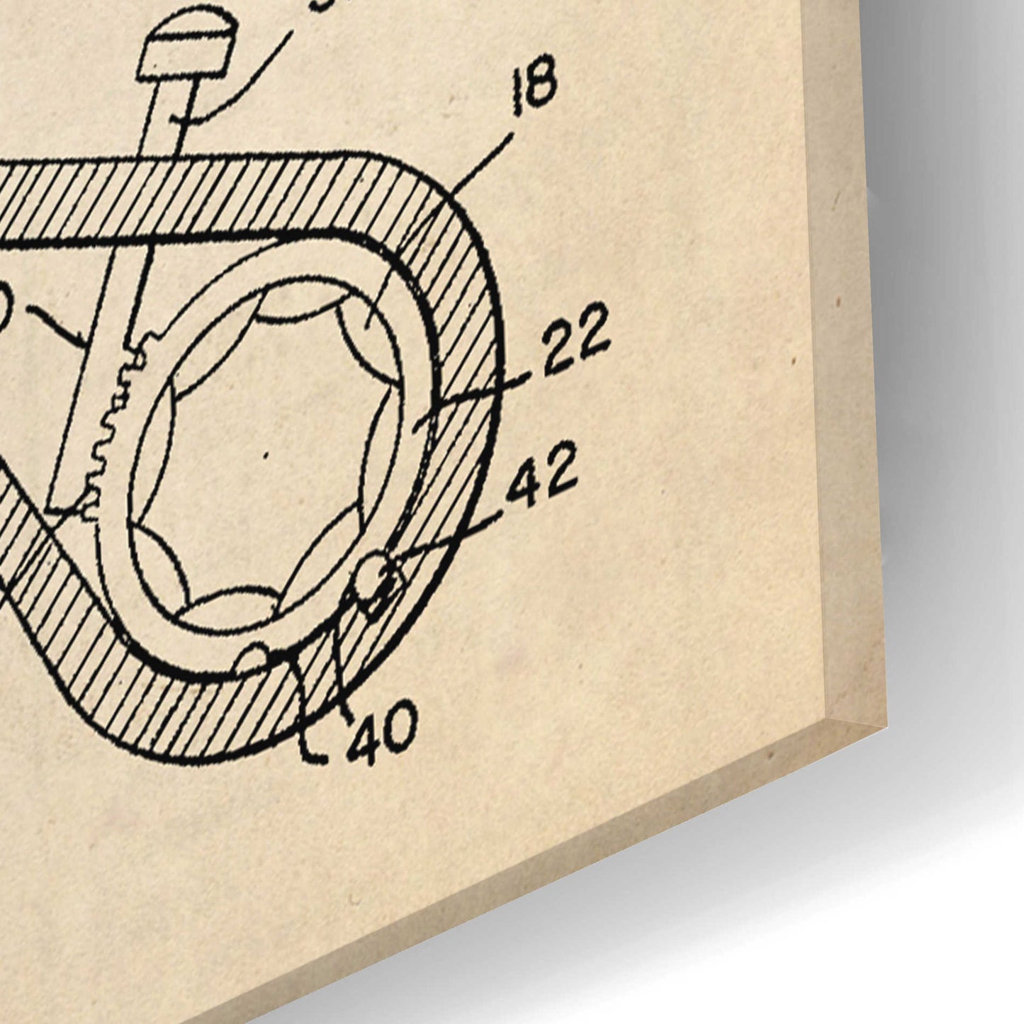 Epic Art 'Binoculars Blueprint Patent Parchment,' Acrylic Glass Wall Art,16x24