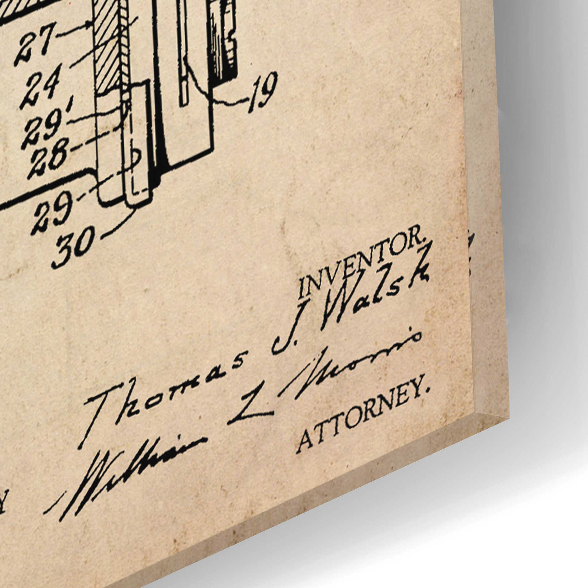 Epic Art 'Film Camera Blueprint Patent Parchment,' Acrylic Glass Wall Art,12x16