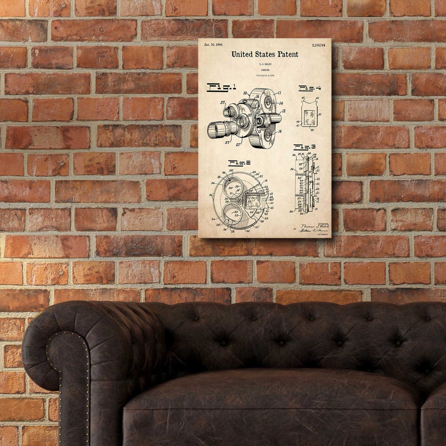 Epic Art 'Film Camera Blueprint Patent Parchment,' Acrylic Glass Wall Art,16x24
