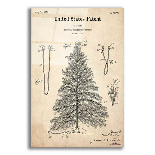 Epic Art 'Artificial Christmas Tree Blueprint Patent Parchment,' Acrylic Glass Wall Art,12x16x1.1x0,18x26x1.1x0,26x34x1.74x0,40x54x1.74x0