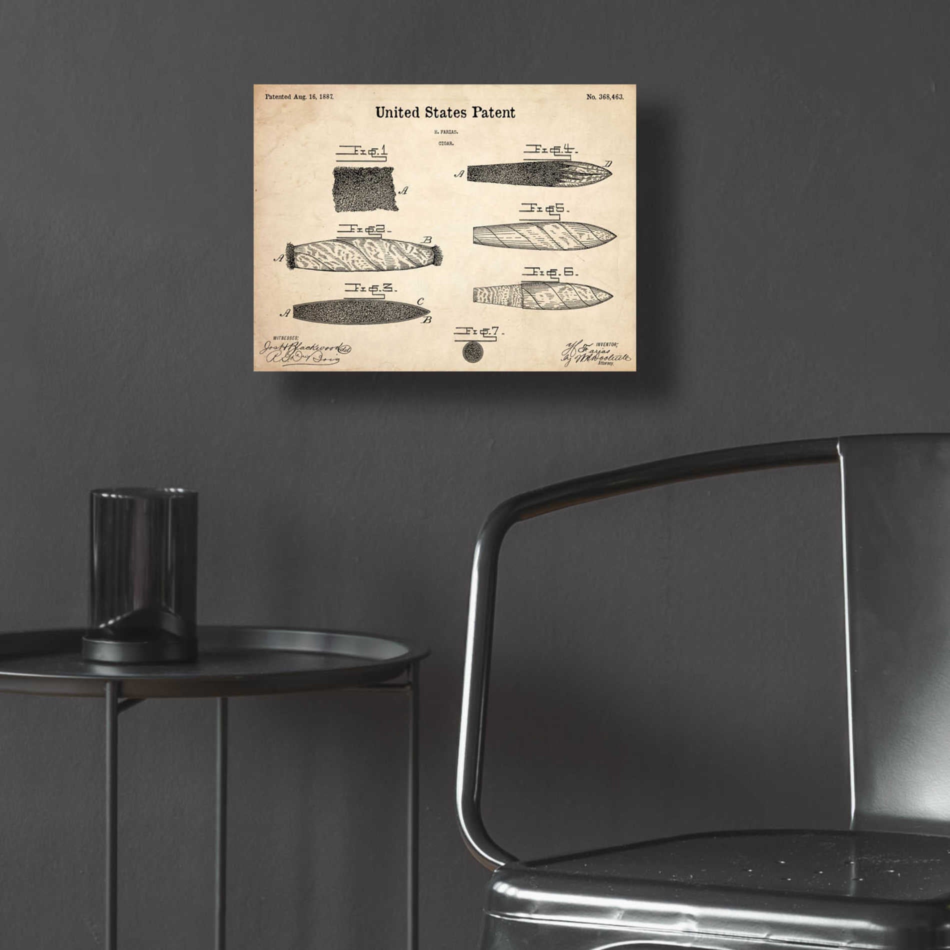 Epic Art 'Cigar Blueprint Patent Parchment,' Acrylic Glass Wall Art,16x12