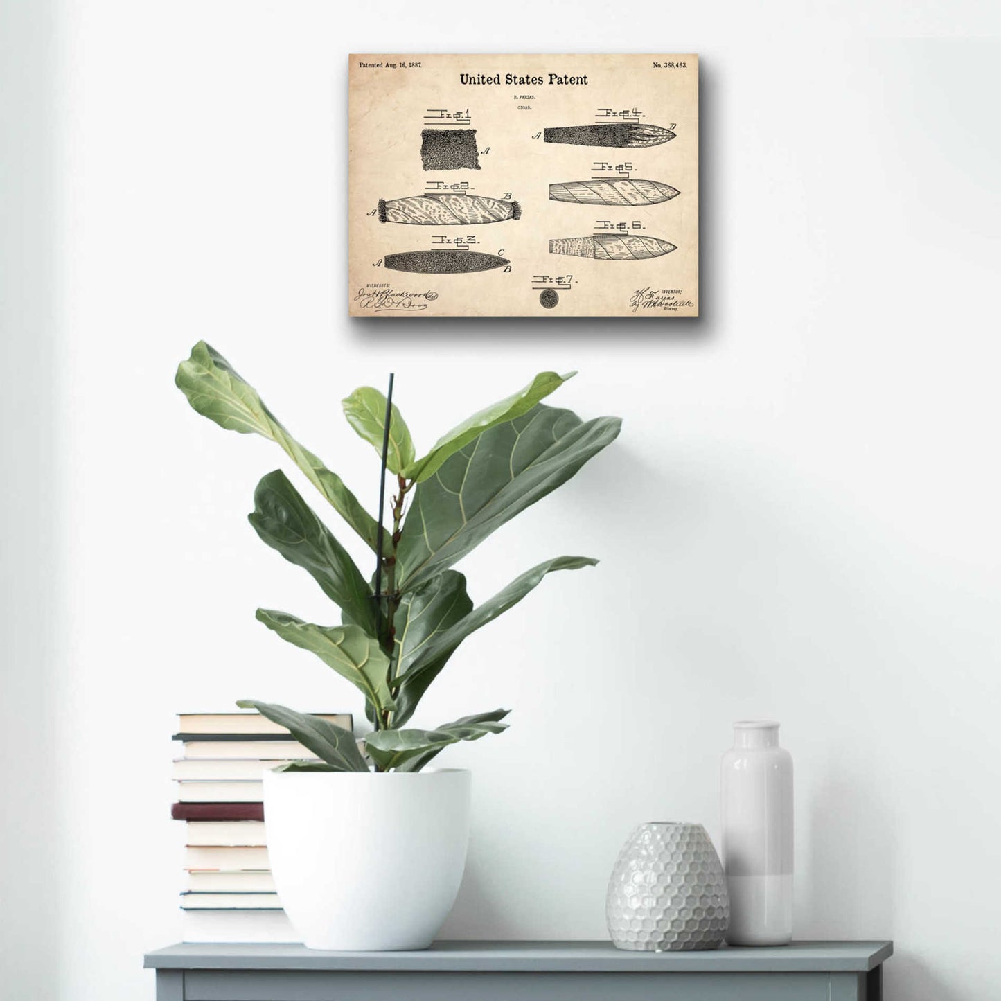 Epic Art 'Cigar Blueprint Patent Parchment,' Acrylic Glass Wall Art,16x12