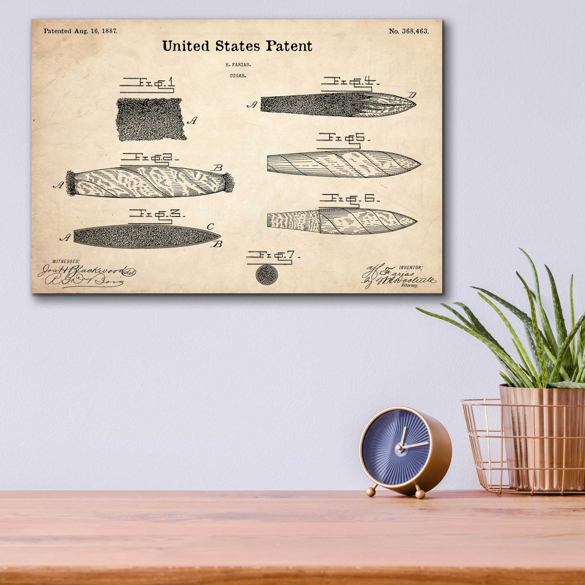 Epic Art 'Cigar Blueprint Patent Parchment,' Acrylic Glass Wall Art,16x12