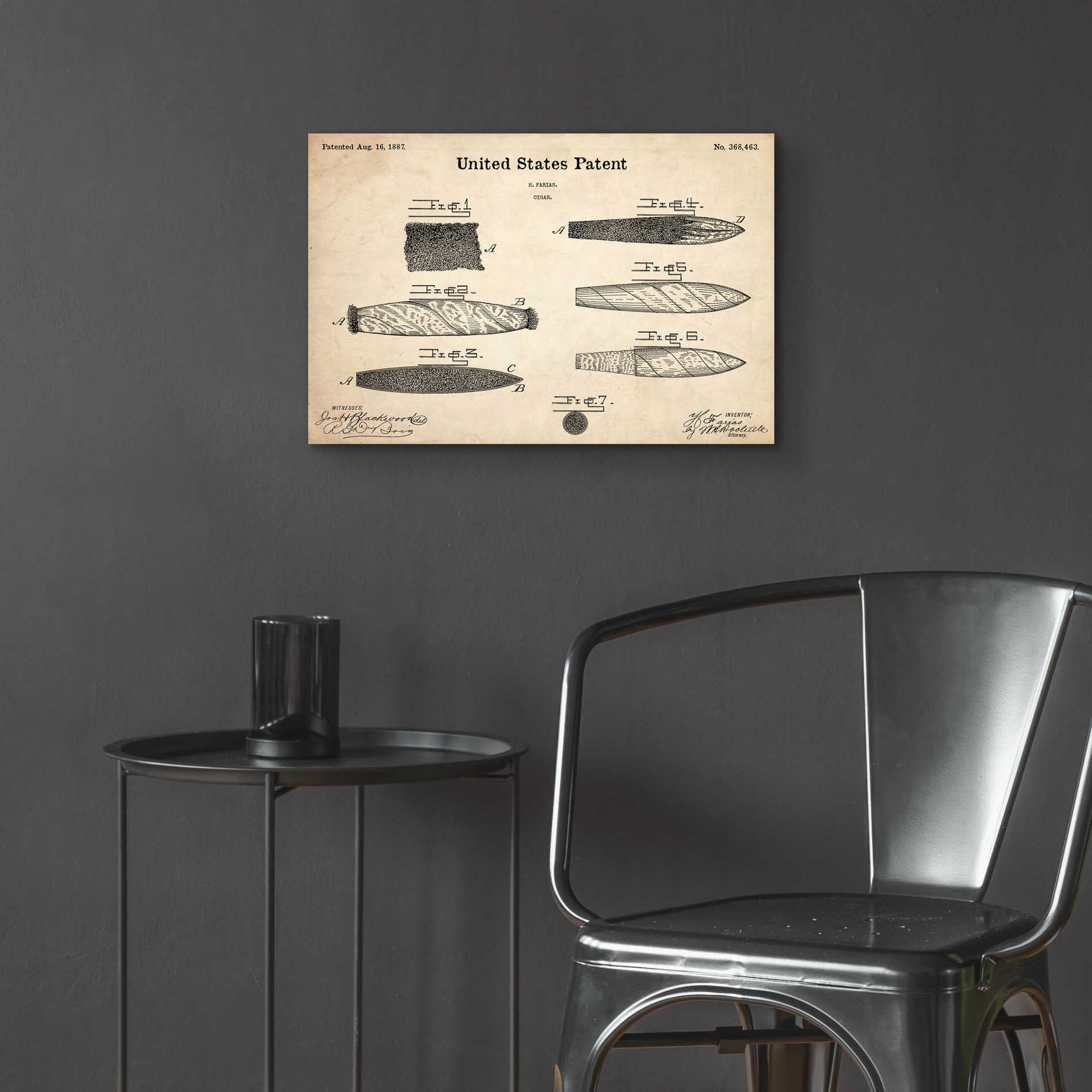 Epic Art 'Cigar Blueprint Patent Parchment,' Acrylic Glass Wall Art,24x16