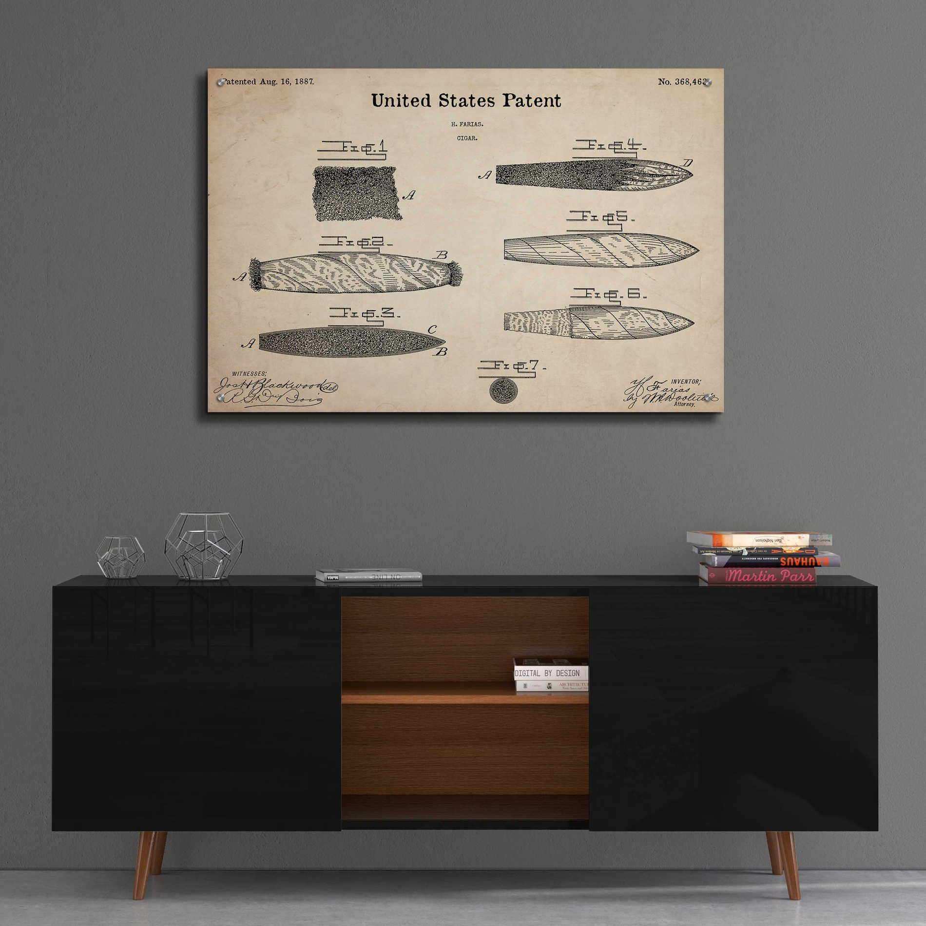 Epic Art 'Cigar Blueprint Patent Parchment,' Acrylic Glass Wall Art,36x24