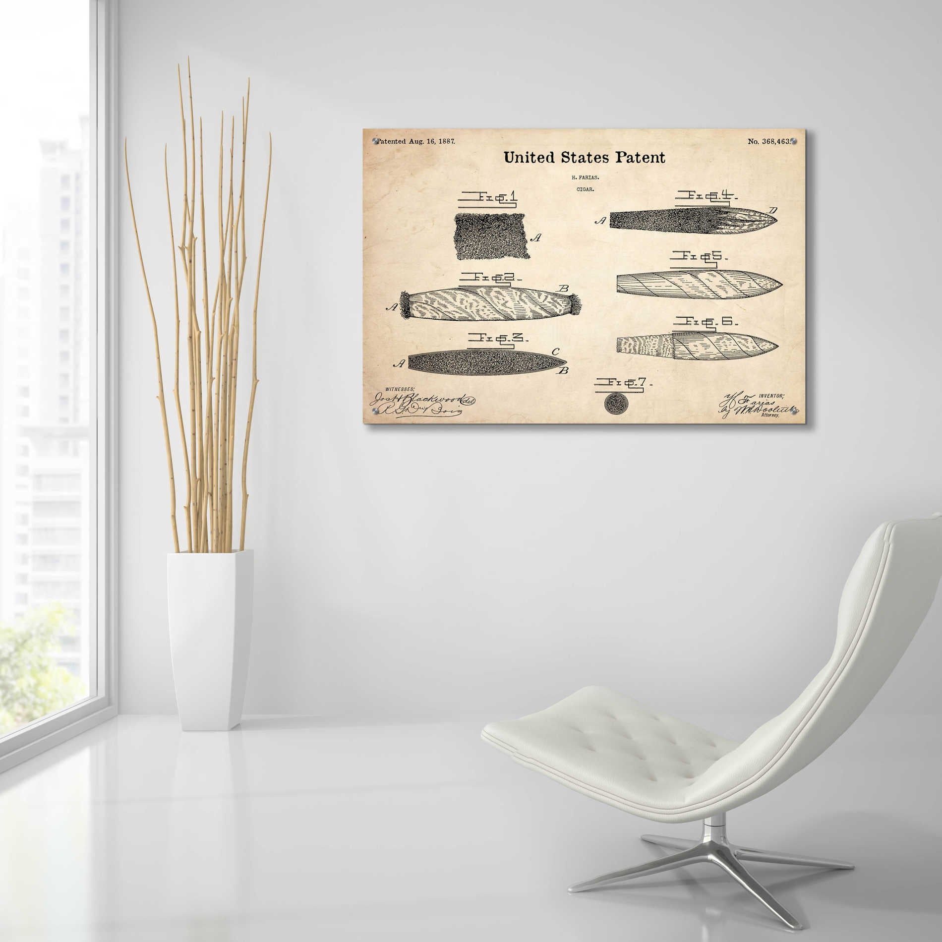 Epic Art 'Cigar Blueprint Patent Parchment,' Acrylic Glass Wall Art,36x24