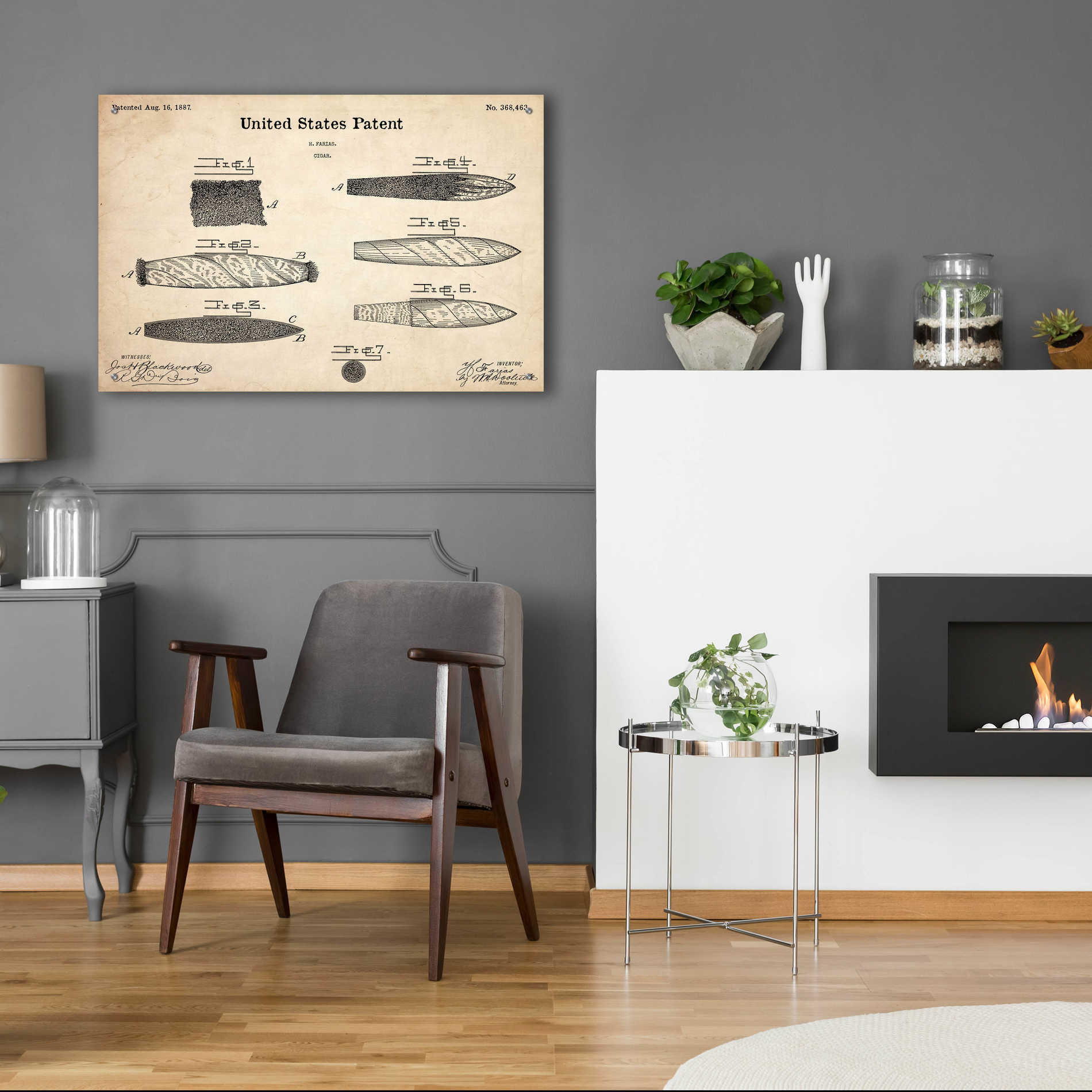 Epic Art 'Cigar Blueprint Patent Parchment,' Acrylic Glass Wall Art,36x24