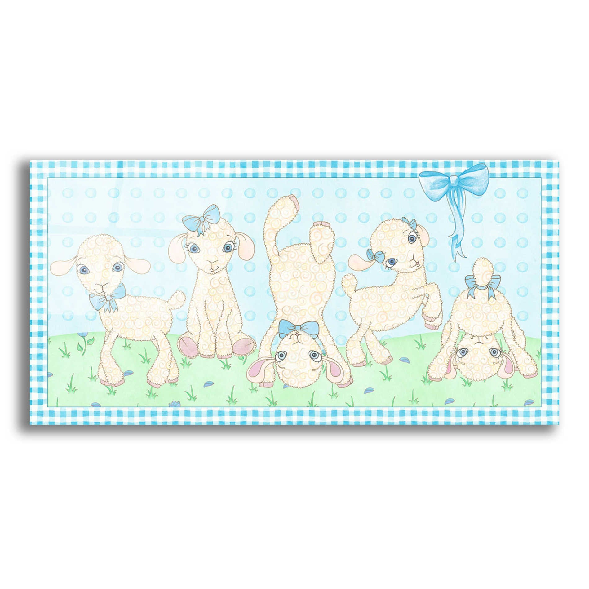 Epic Art 'Baby Shower Blue Lambs' by Elyse DeNeige, Acrylic Glass Wall Art,24x12