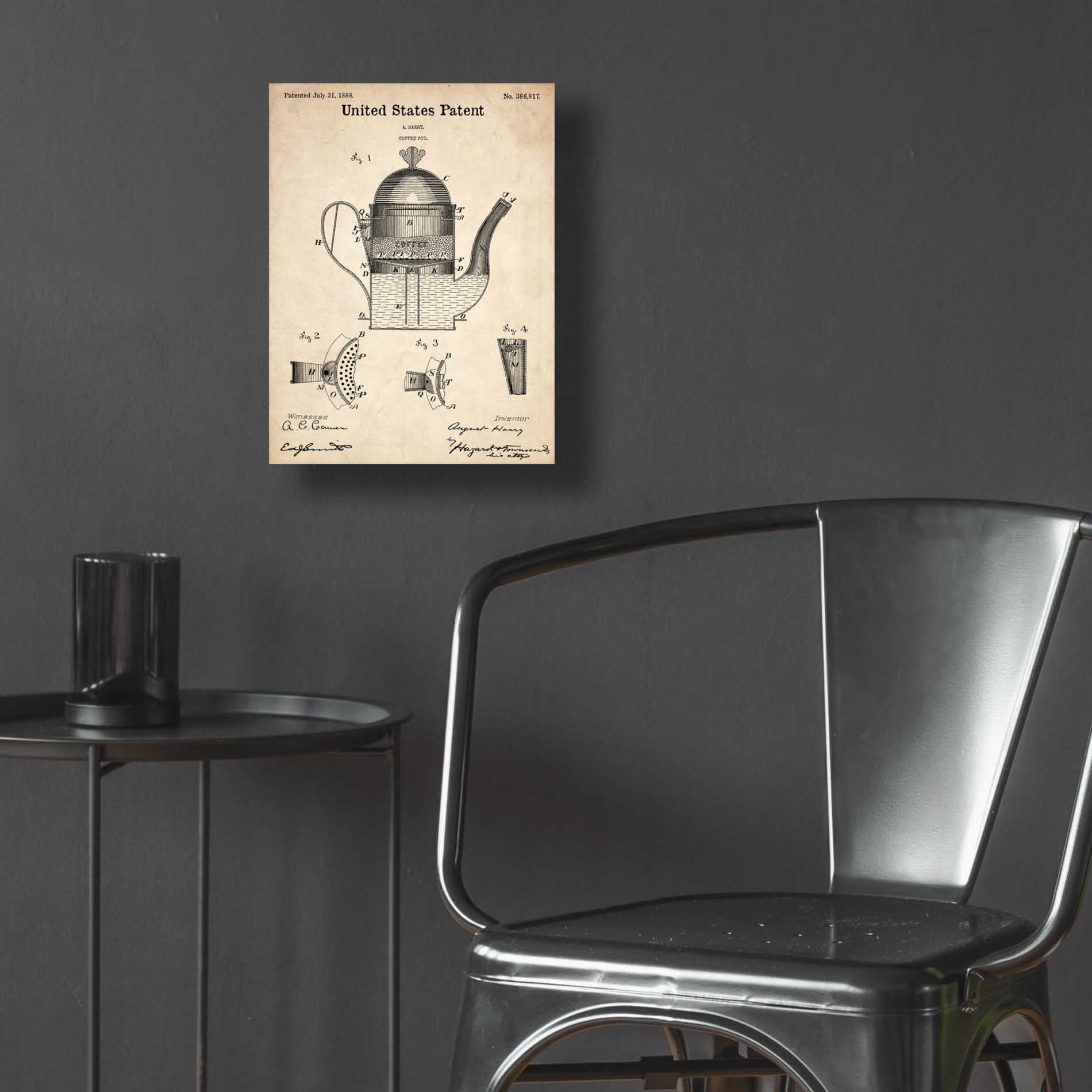 Epic Art 'Coffee Pot Blueprint Patent Parchment,' Acrylic Glass Wall Art,12x16