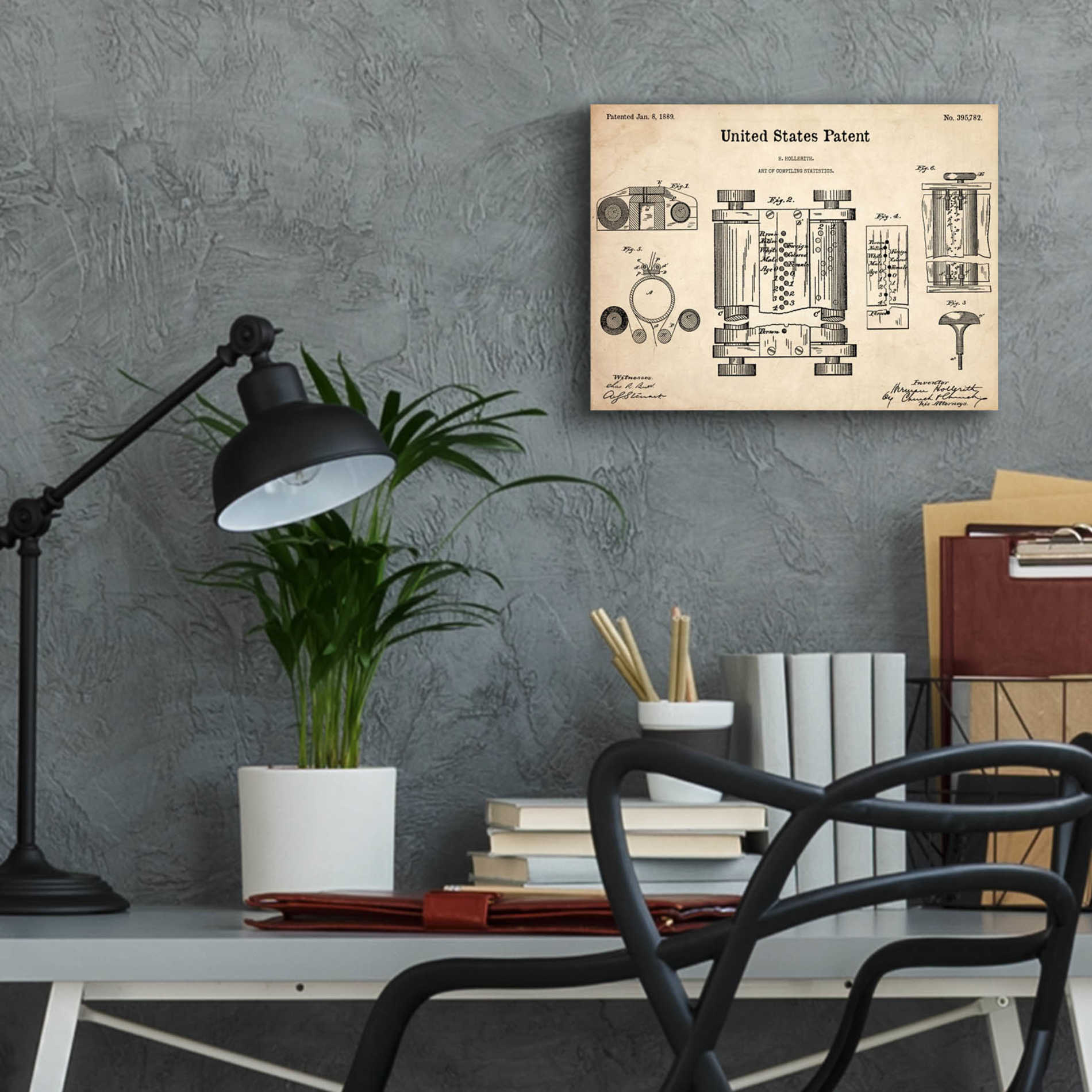 Epic Art 'Tubular Machine Blueprint Patent Parchment,' Acrylic Glass Wall Art,16x12