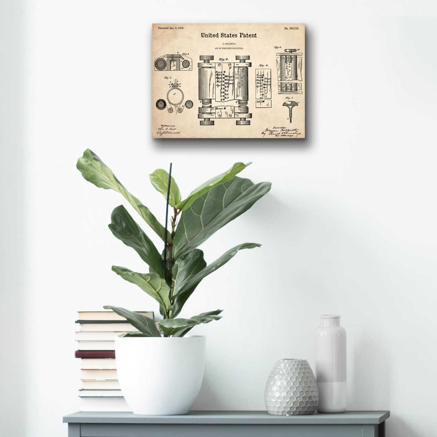 Epic Art 'Tubular Machine Blueprint Patent Parchment,' Acrylic Glass Wall Art,16x12