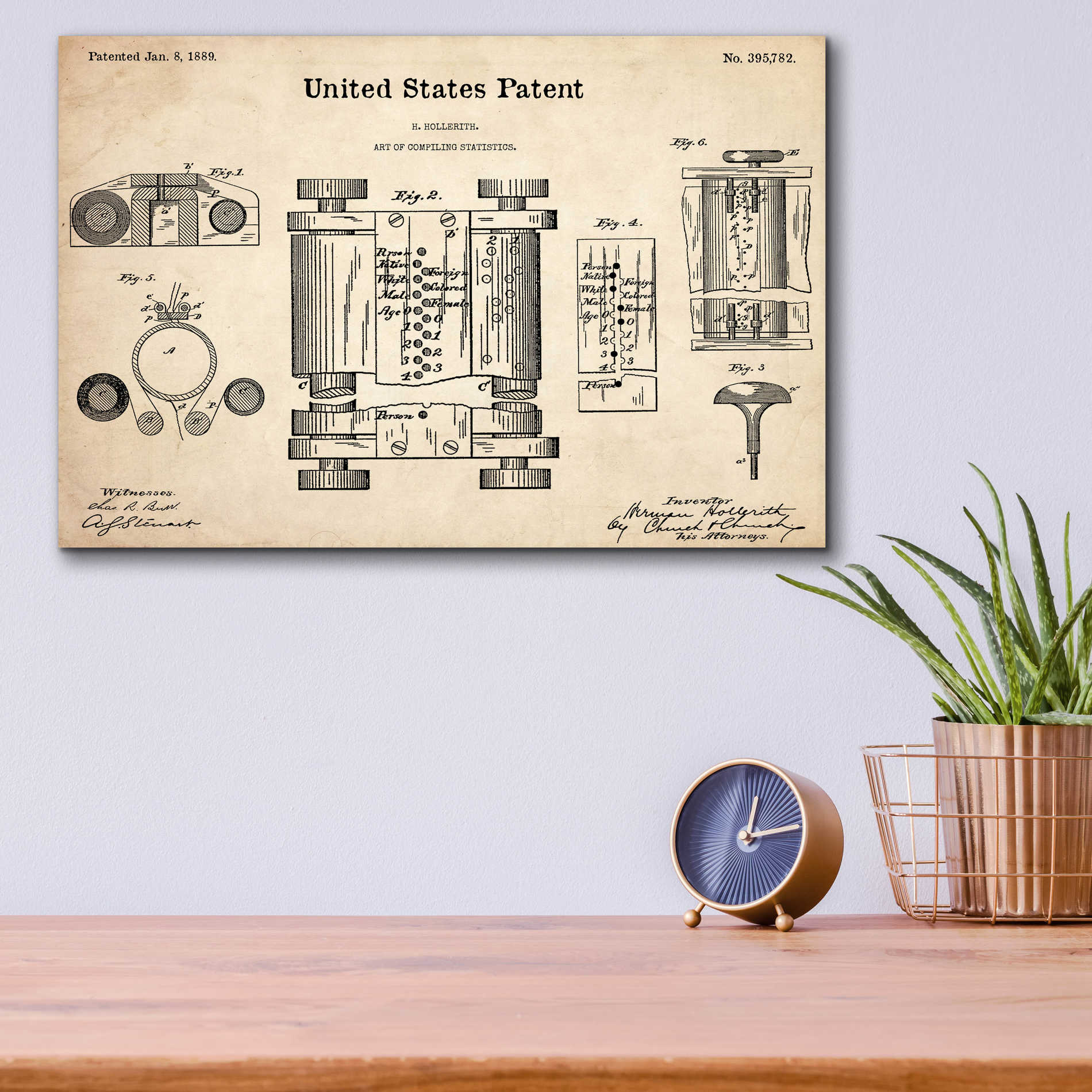 Epic Art 'Tubular Machine Blueprint Patent Parchment,' Acrylic Glass Wall Art,16x12