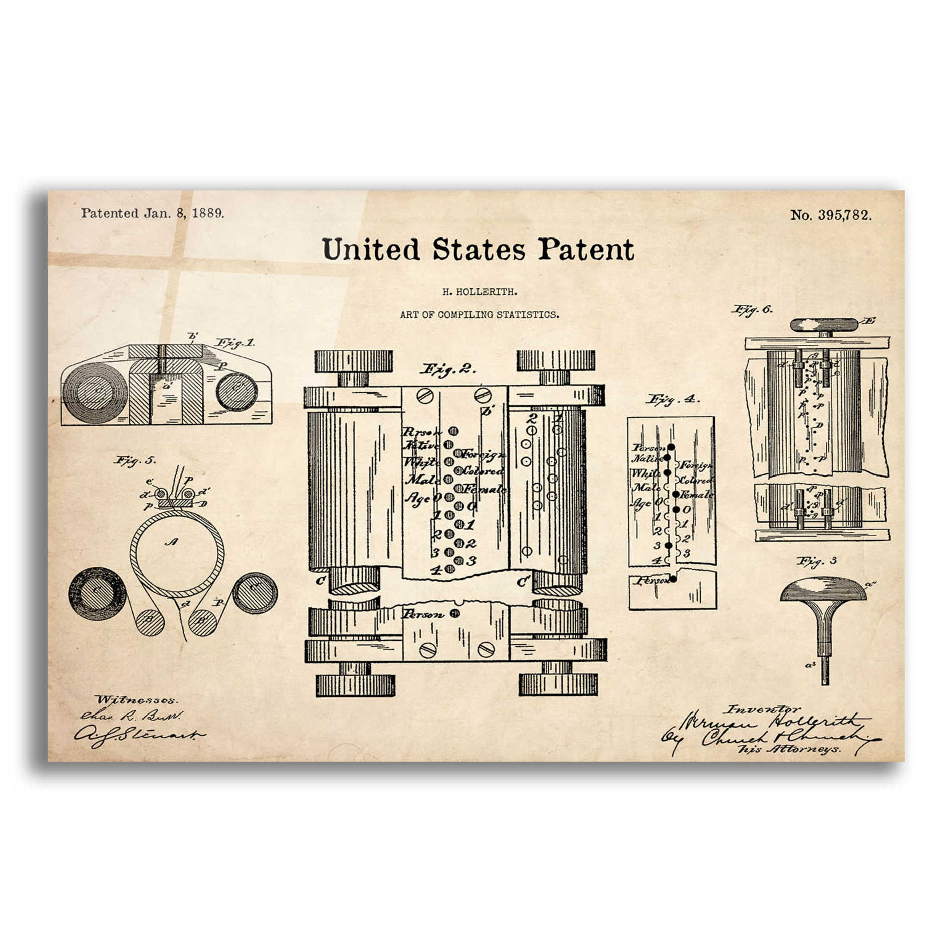 Epic Art 'Tubular Machine Blueprint Patent Parchment,' Acrylic Glass Wall Art,16x12