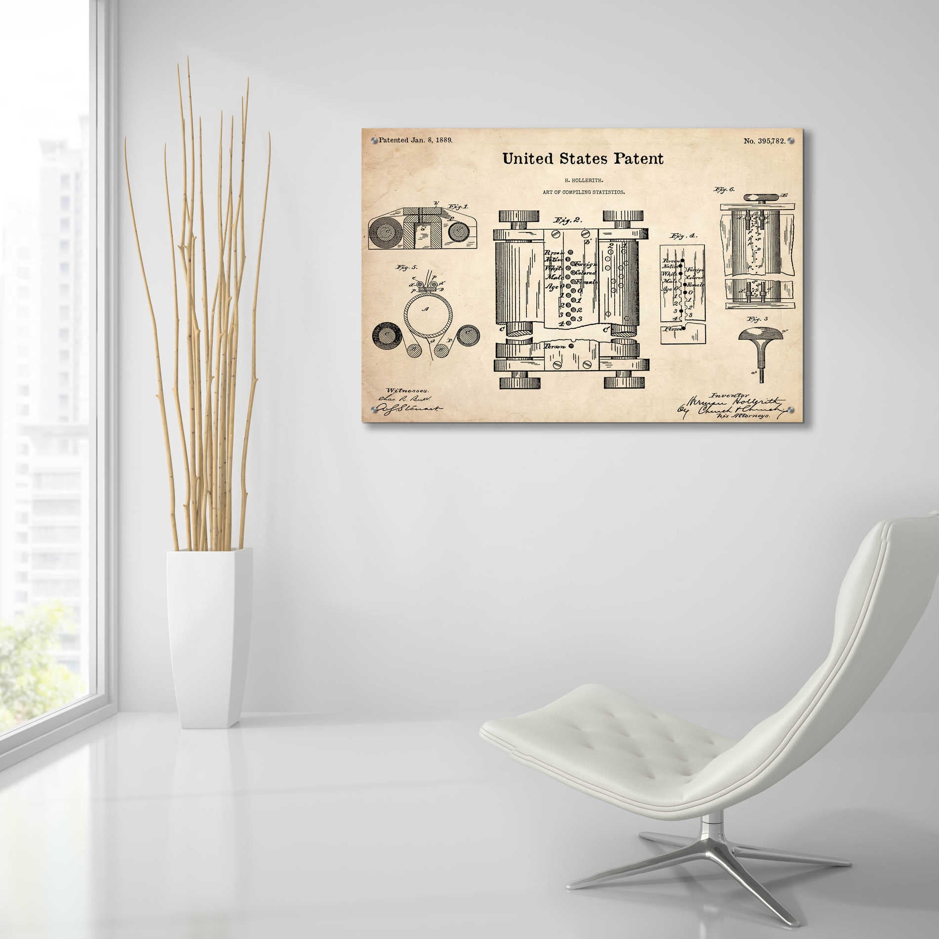 Epic Art 'Tubular Machine Blueprint Patent Parchment,' Acrylic Glass Wall Art,36x24