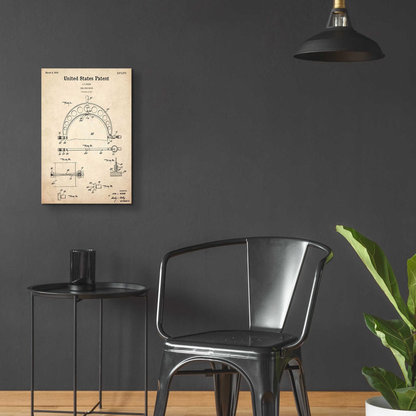 Epic Art 'Dial Snap Gauge Blueprint Patent Parchment,' Acrylic Glass Wall Art,16x24