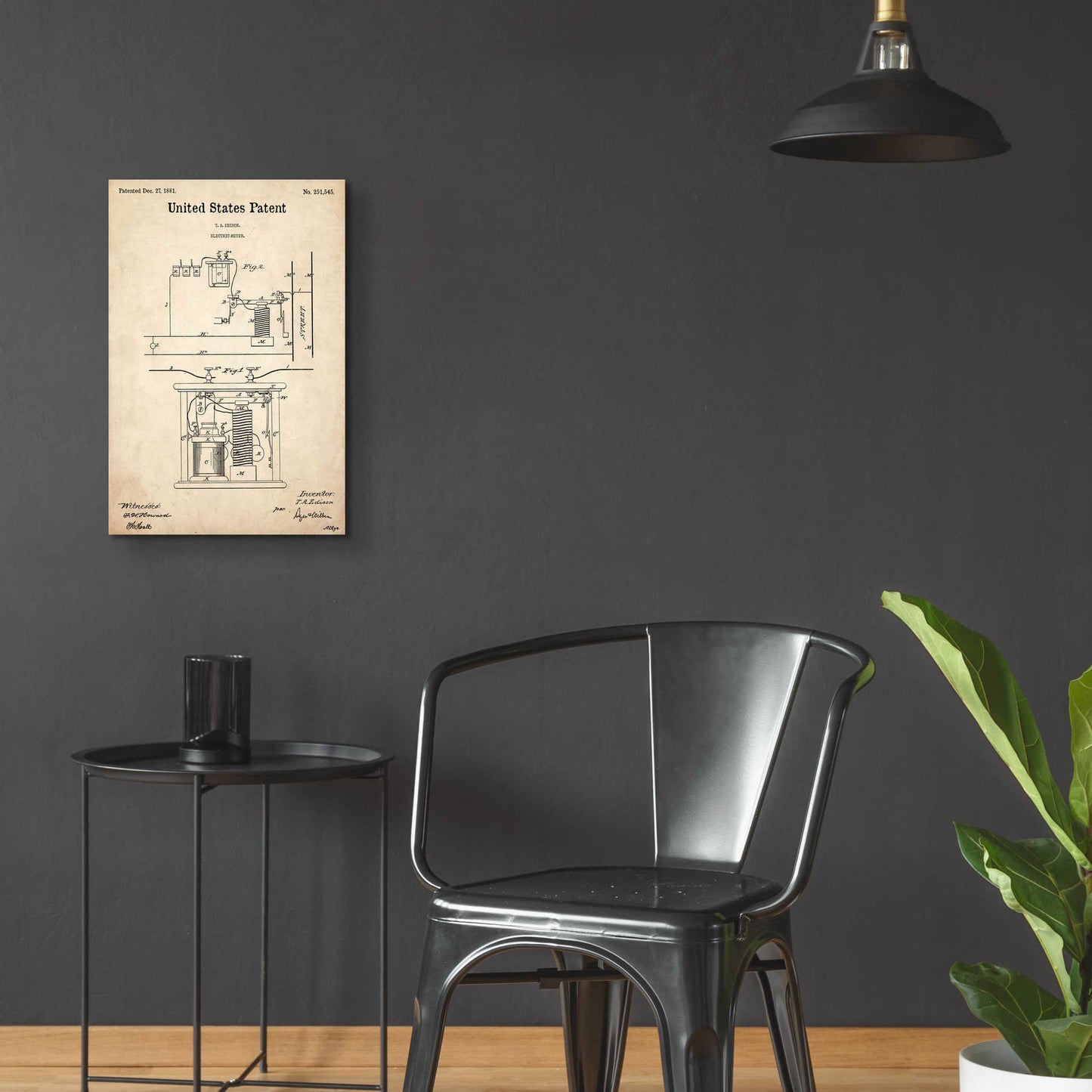 Epic Art 'Edison Electric Meter Blueprint Patent Parchment,' Acrylic Glass Wall Art,16x24