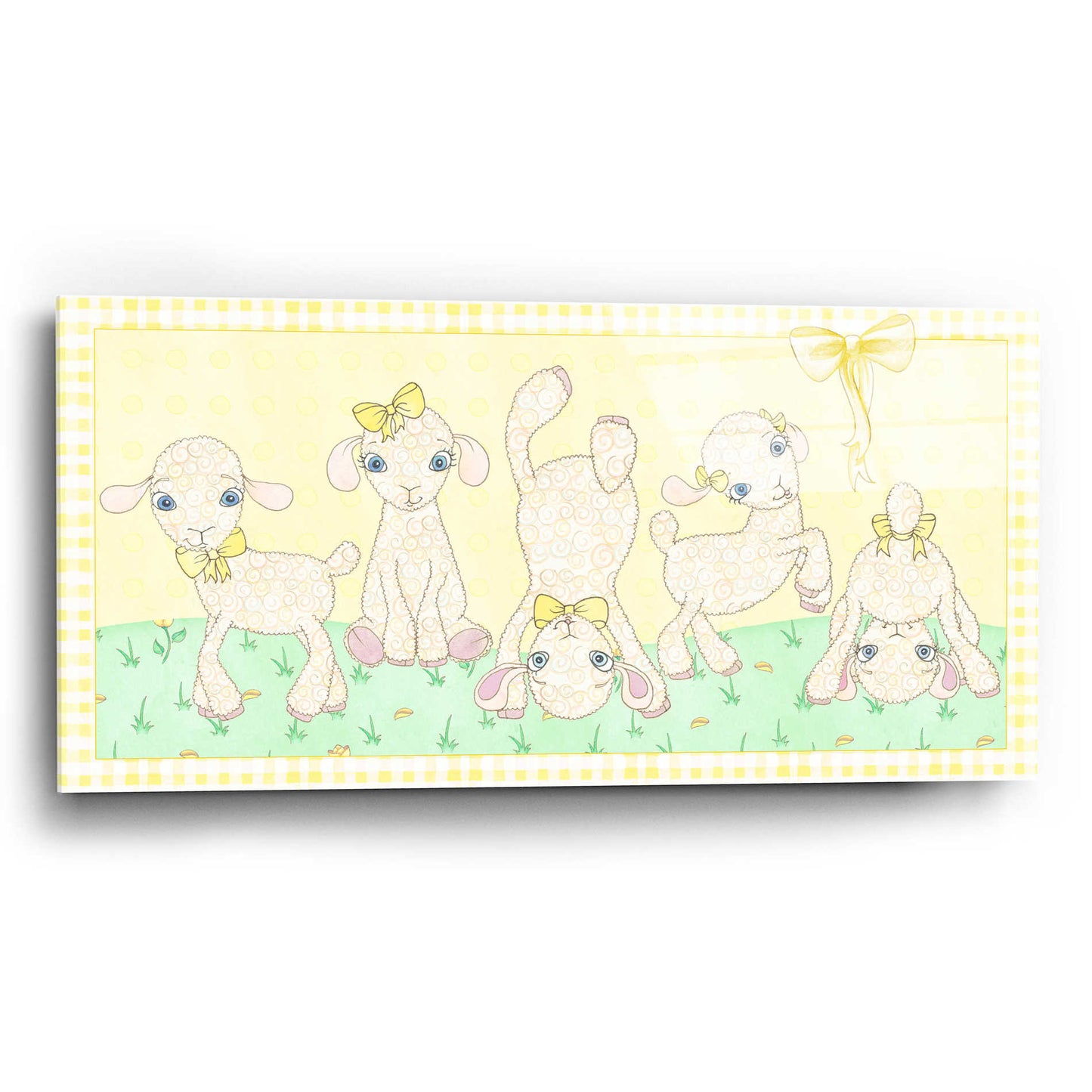 Epic Art 'Baby Shower Yellow Lambs' by Elyse DeNeige, Acrylic Glass Wall Art,24x12