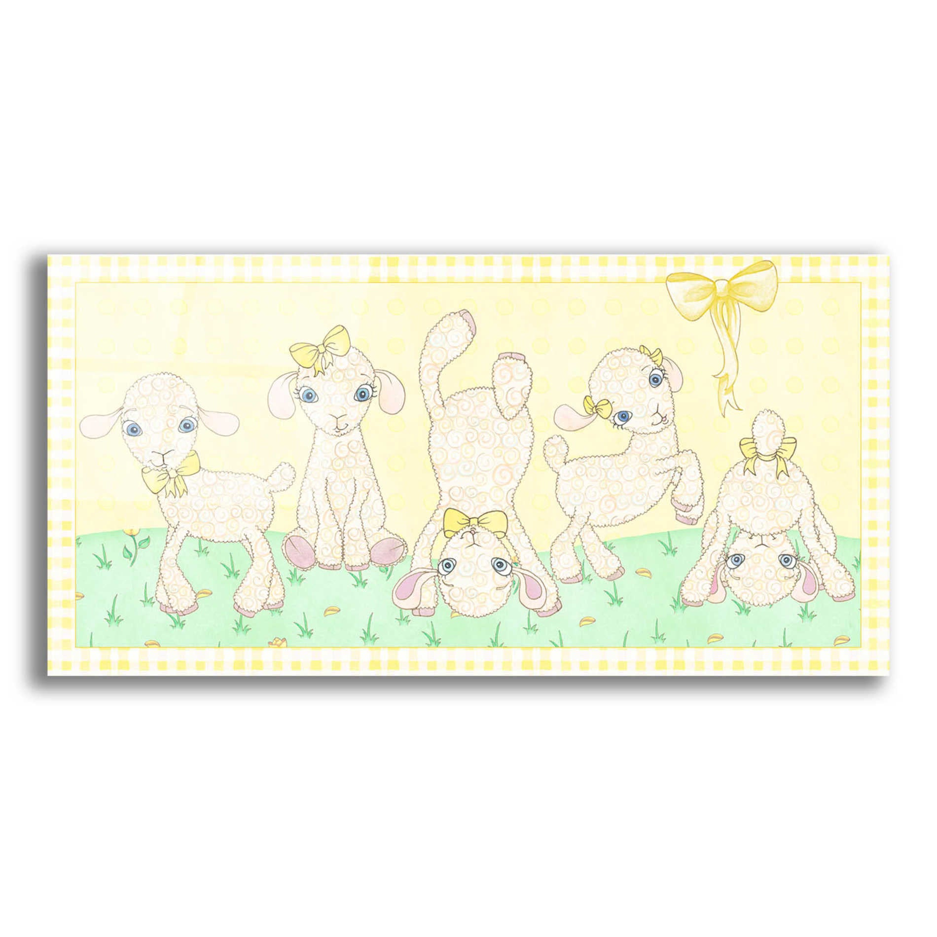 Epic Art 'Baby Shower Yellow Lambs' by Elyse DeNeige, Acrylic Glass Wall Art,24x12