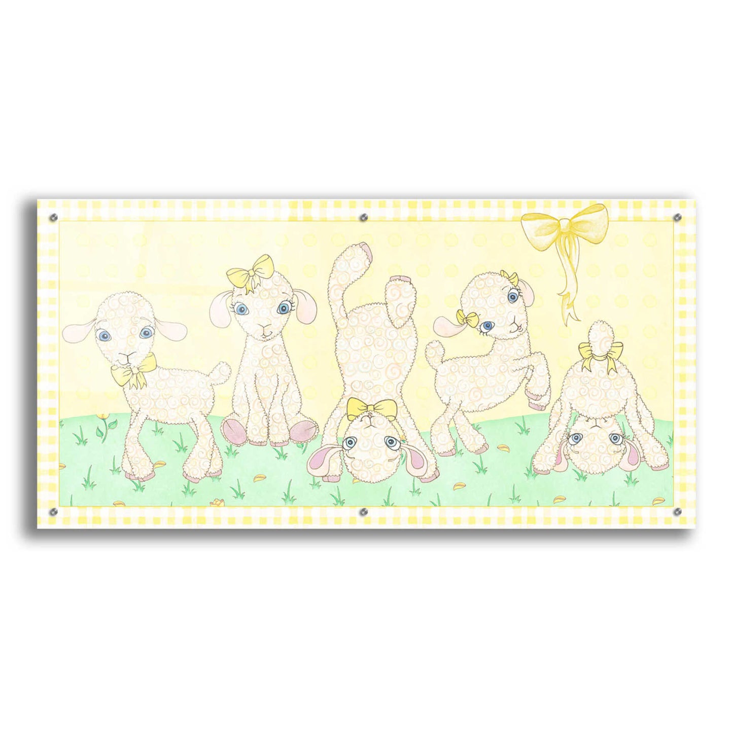 Epic Art 'Baby Shower Yellow Lambs' by Elyse DeNeige, Acrylic Glass Wall Art,48x24