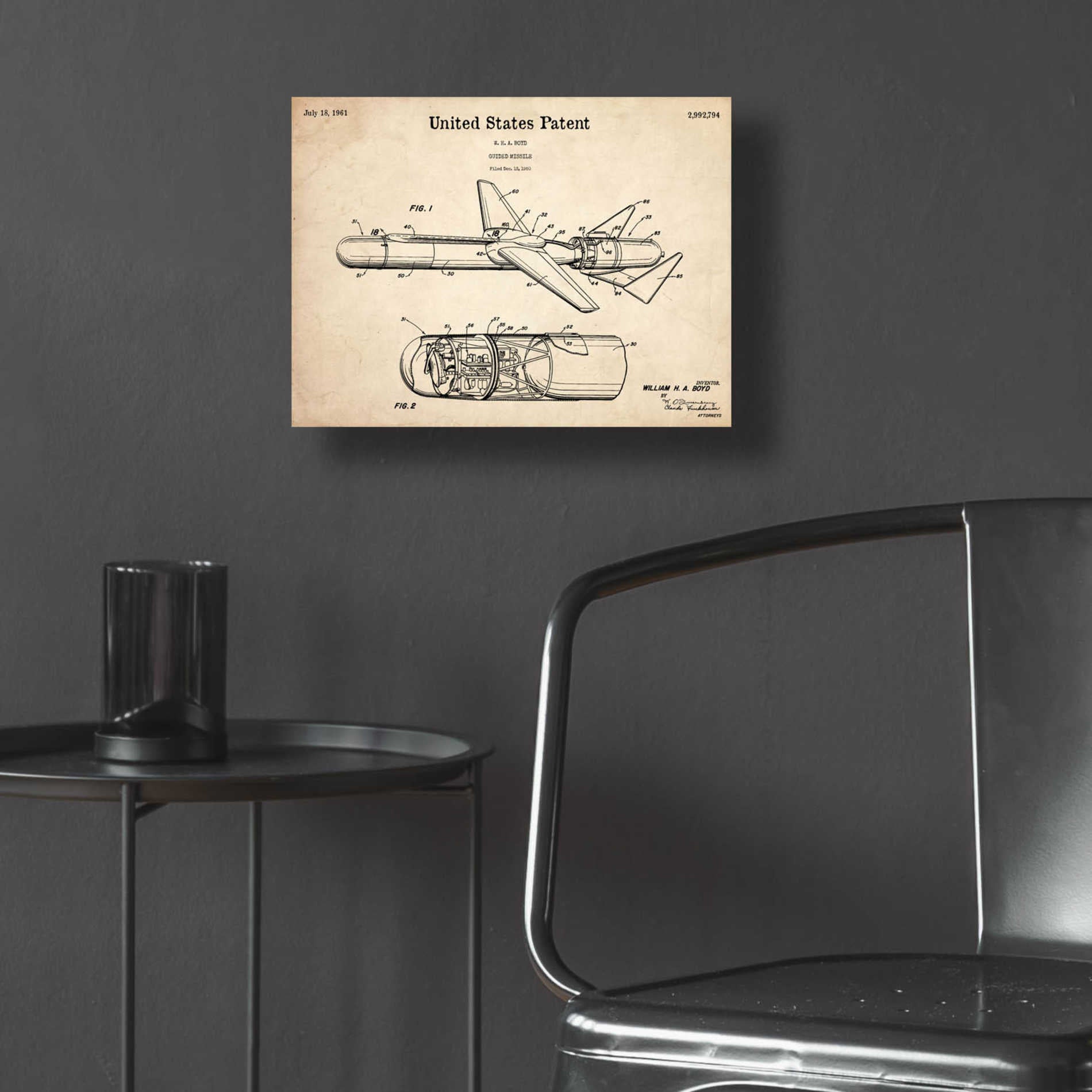 Epic Art 'Cold War Era Blueprint Patent Parchment,' Acrylic Glass Wall Art,16x12