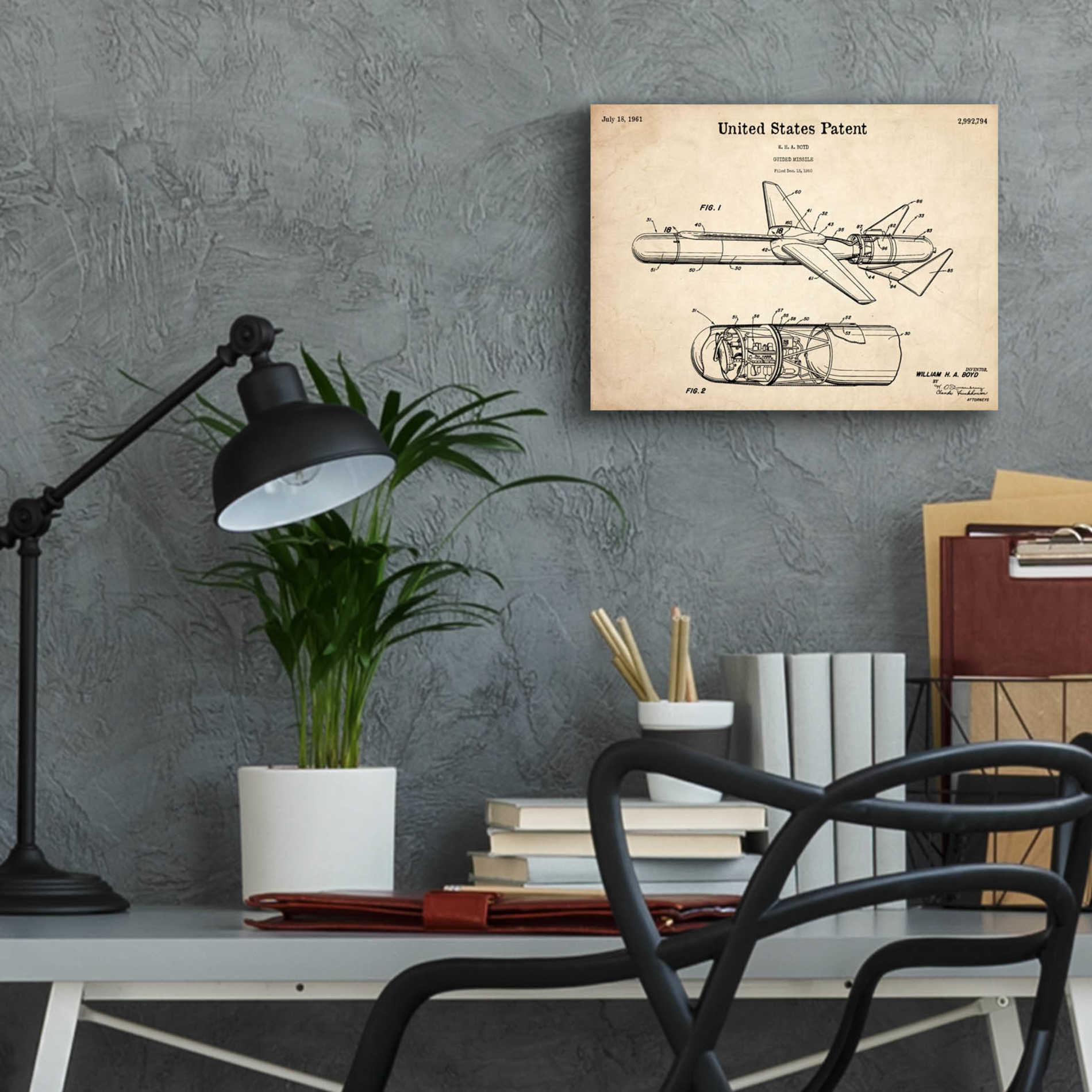 Epic Art 'Cold War Era Blueprint Patent Parchment,' Acrylic Glass Wall Art,16x12