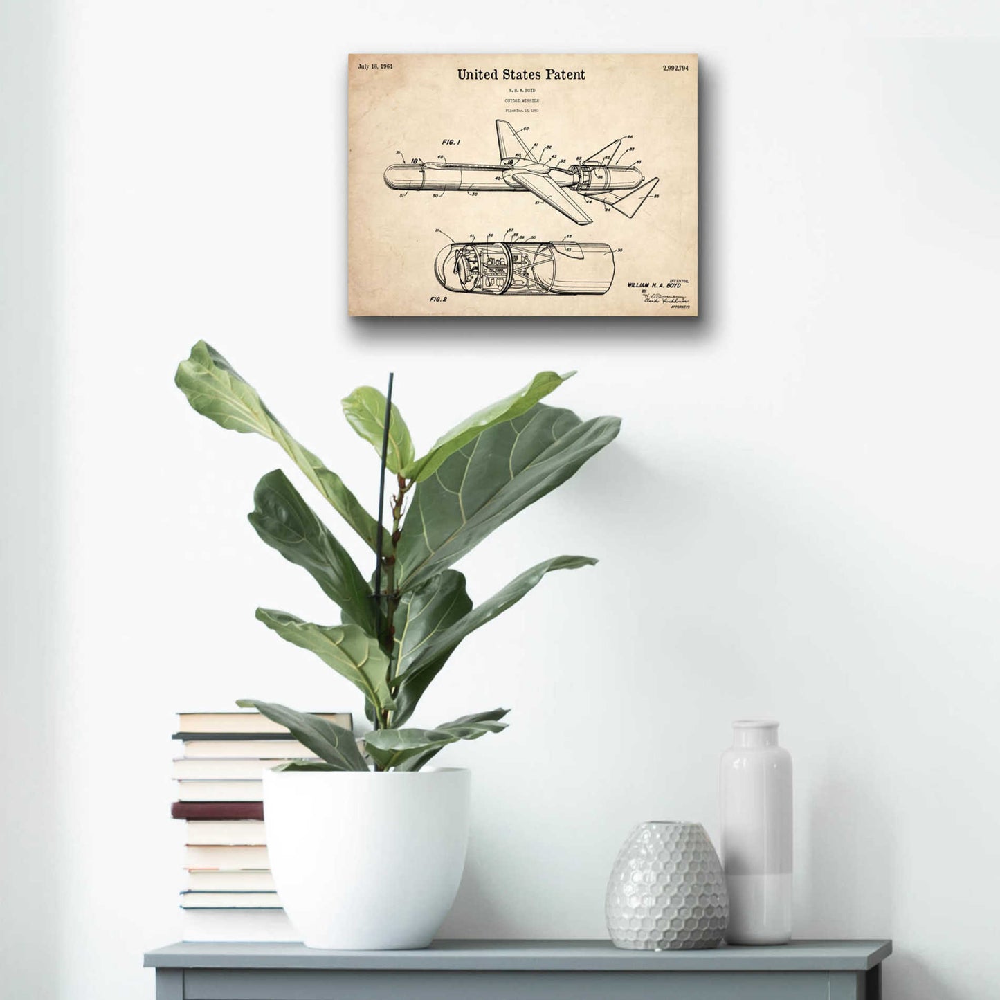 Epic Art 'Cold War Era Blueprint Patent Parchment,' Acrylic Glass Wall Art,16x12