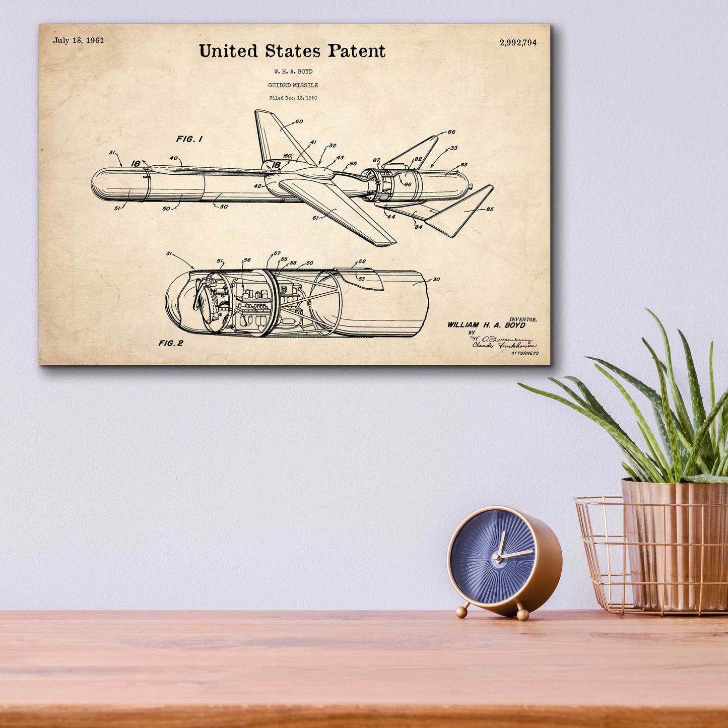 Epic Art 'Cold War Era Blueprint Patent Parchment,' Acrylic Glass Wall Art,16x12