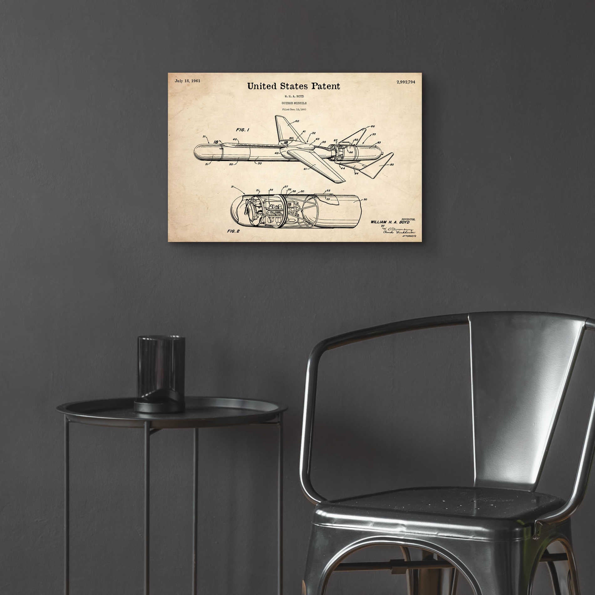 Epic Art 'Cold War Era Blueprint Patent Parchment,' Acrylic Glass Wall Art,24x16