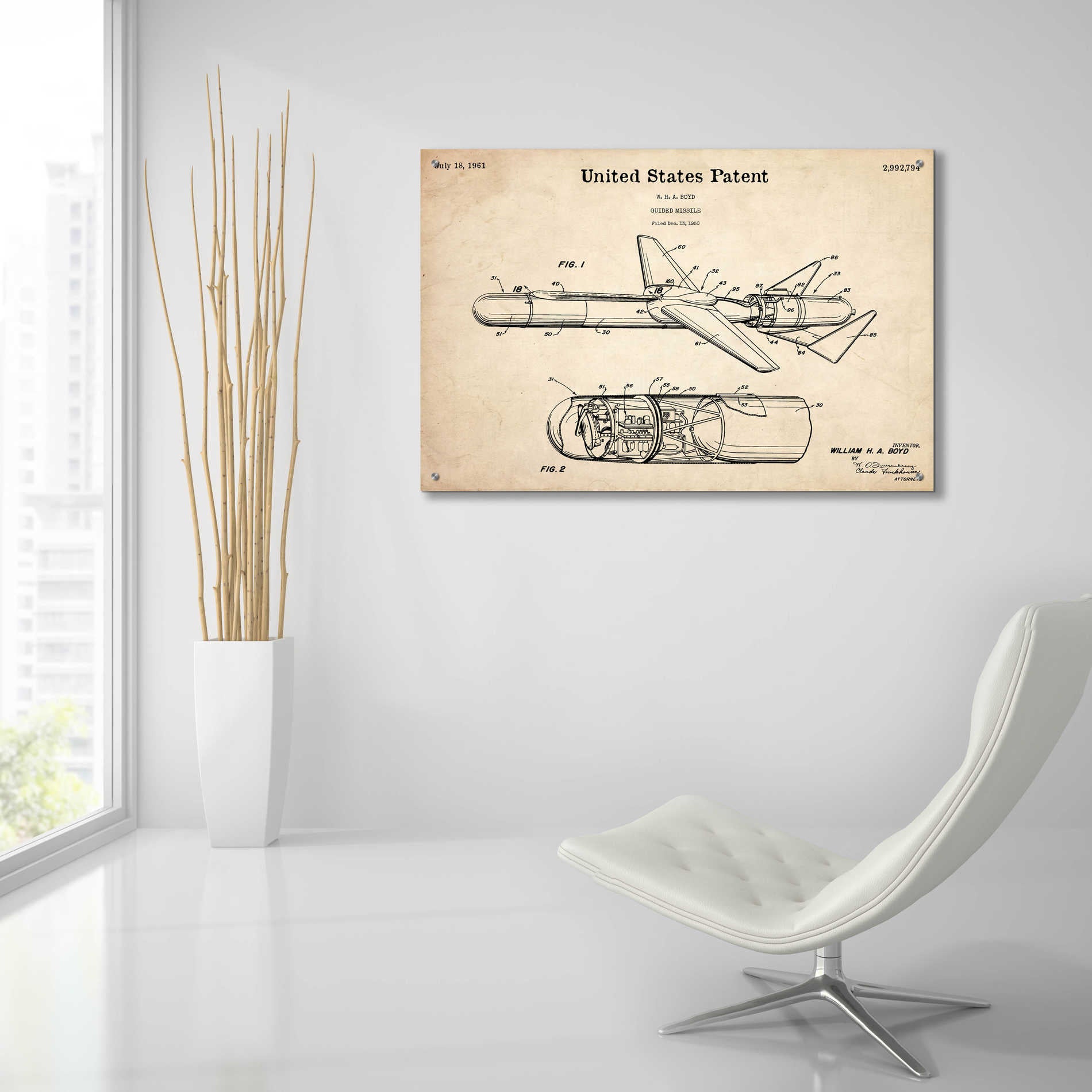 Epic Art 'Cold War Era Blueprint Patent Parchment,' Acrylic Glass Wall Art,36x24