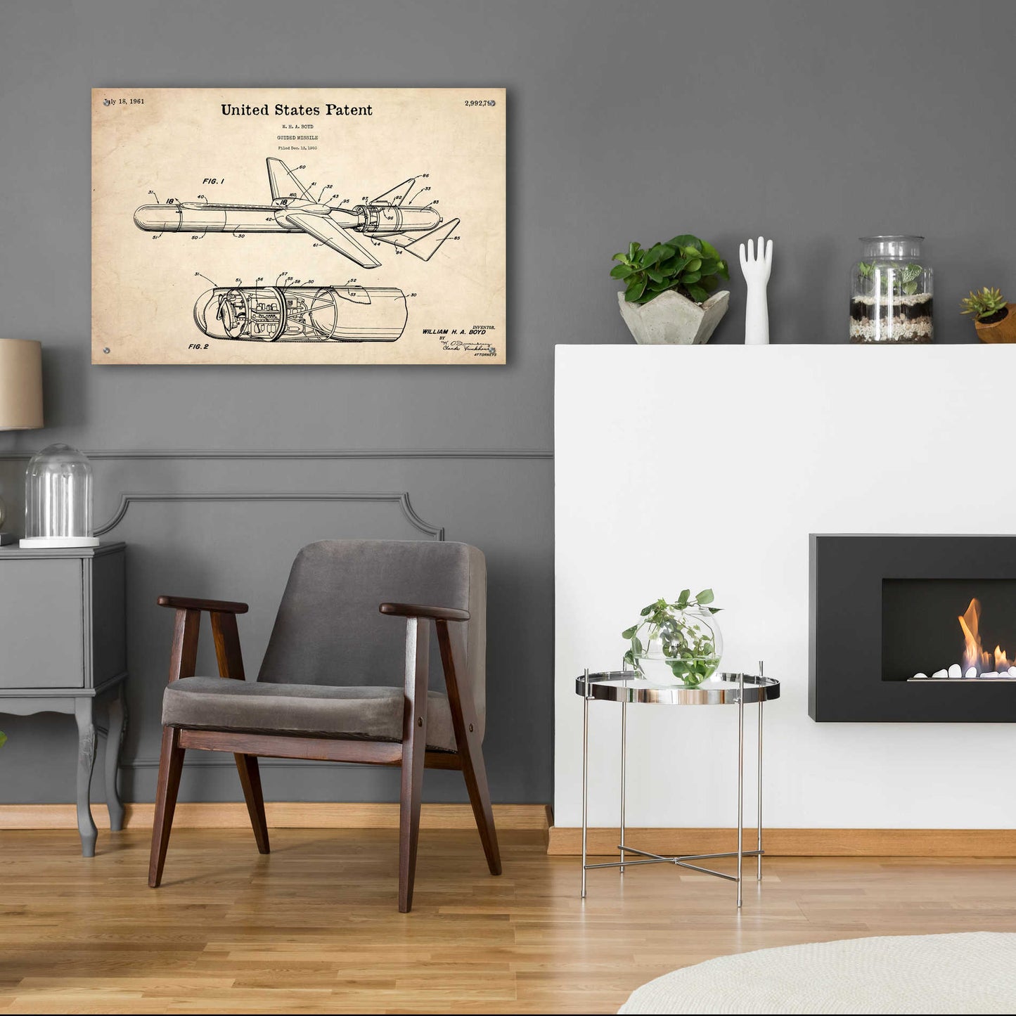 Epic Art 'Cold War Era Blueprint Patent Parchment,' Acrylic Glass Wall Art,36x24