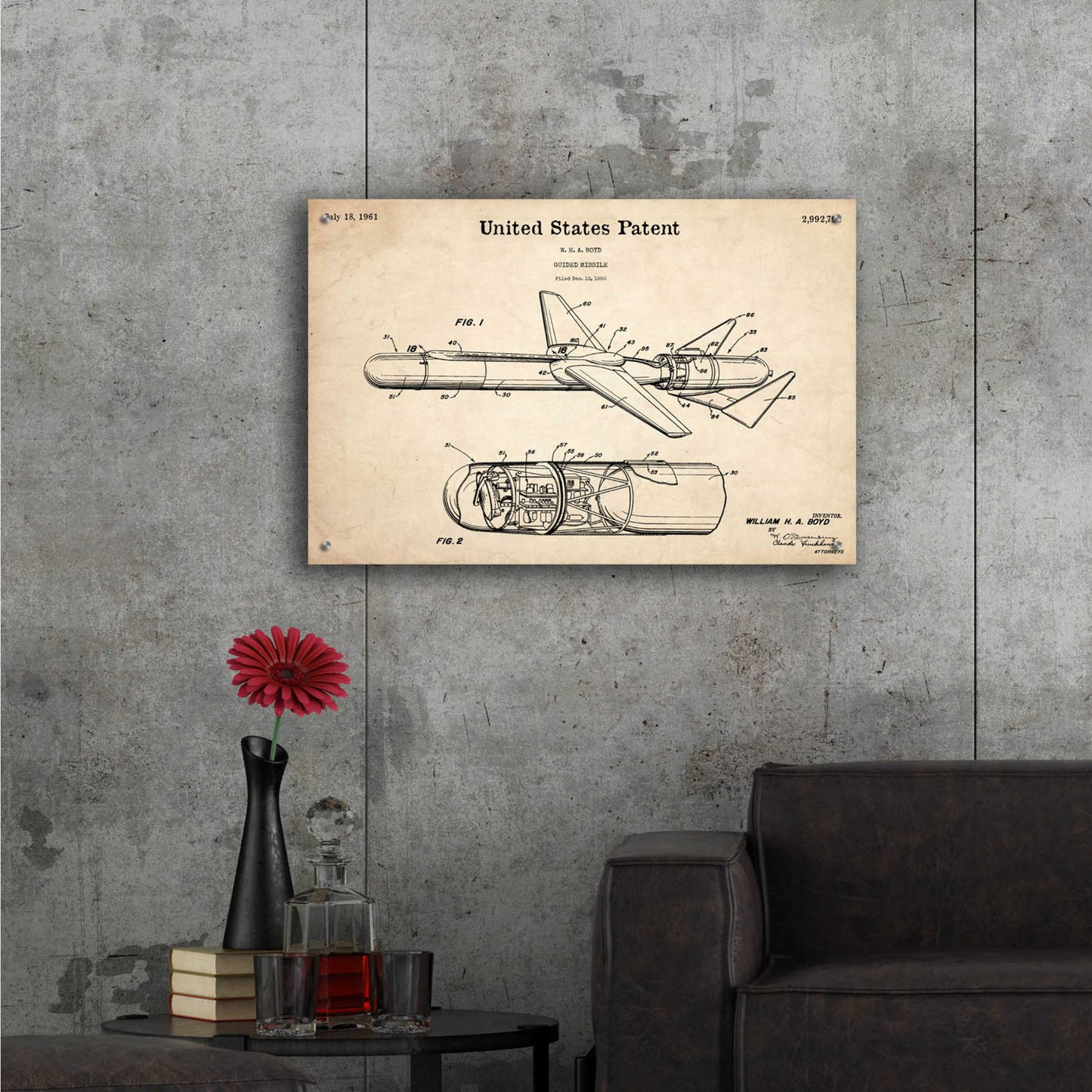 Epic Art 'Cold War Era Blueprint Patent Parchment,' Acrylic Glass Wall Art,36x24