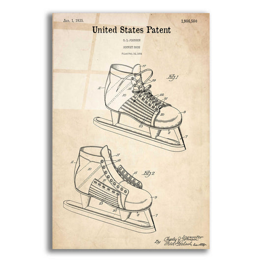 Epic Art 'Hockey Shoe, 1935 Blueprint Patent Parchment,' Acrylic Glass Wall Art