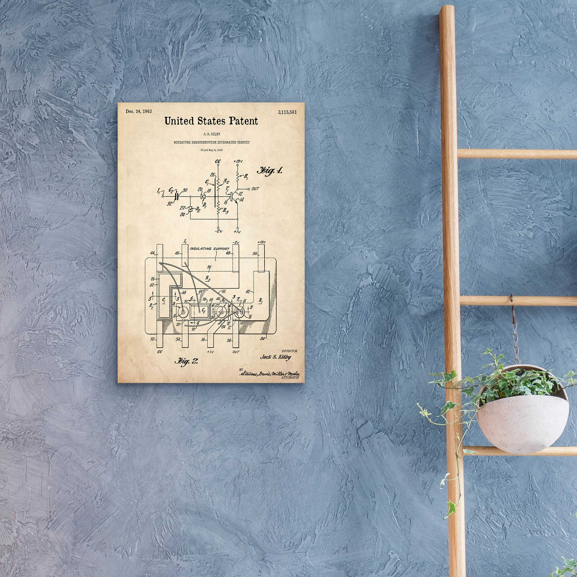 Epic Art 'Integrated Circuit Blueprint Patent Parchment,' Acrylic Glass Wall Art,16x24